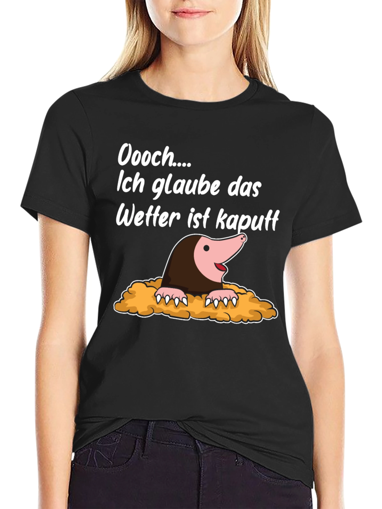 Black Funny Mole Weather Pun T-Shirt view 2