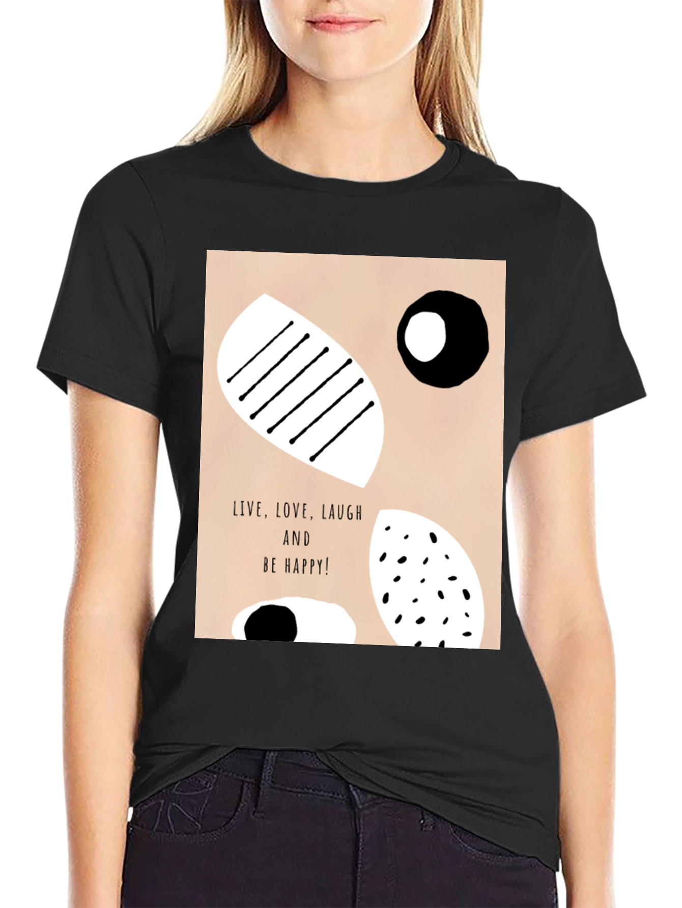 Black Abstract Graphic Print Black T-Shirt view 2