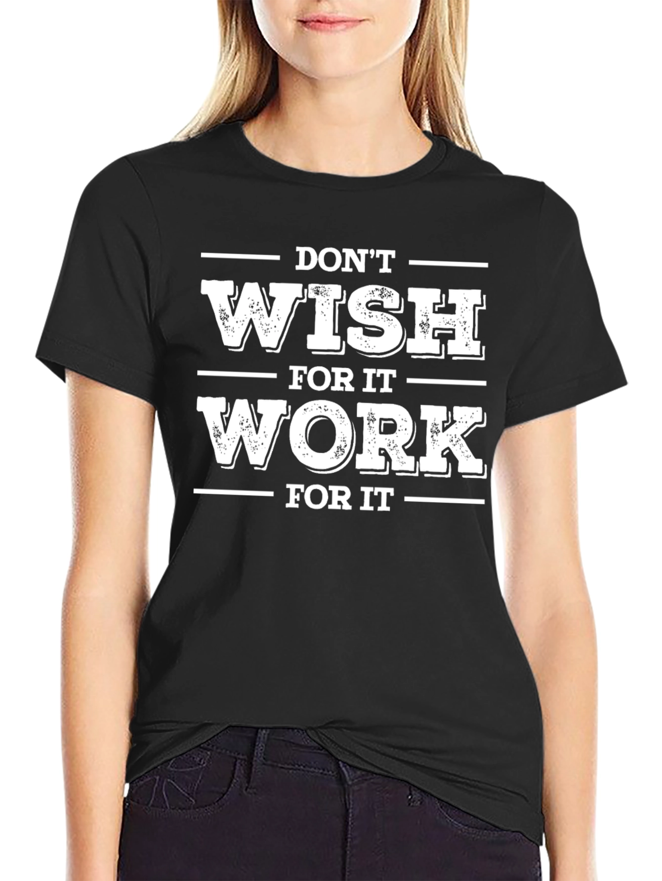 Black Motivational "Work for It" Graphic Tee view 2