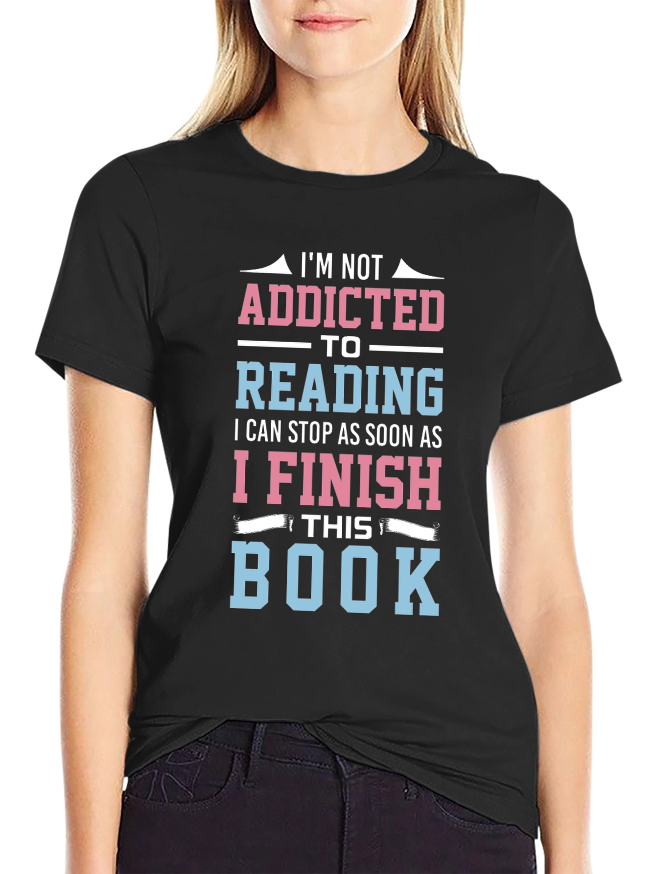 Black Funny Reading Addict T-Shirt: Just One More Chapter! view 2
