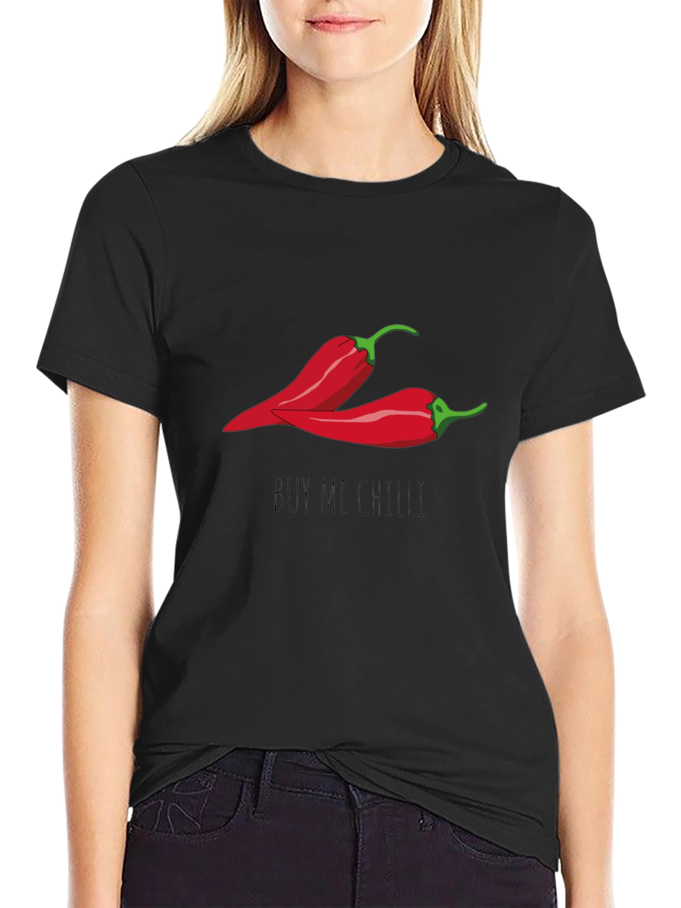 Black Buy Me Chilli Graphic T-Shirt view 2