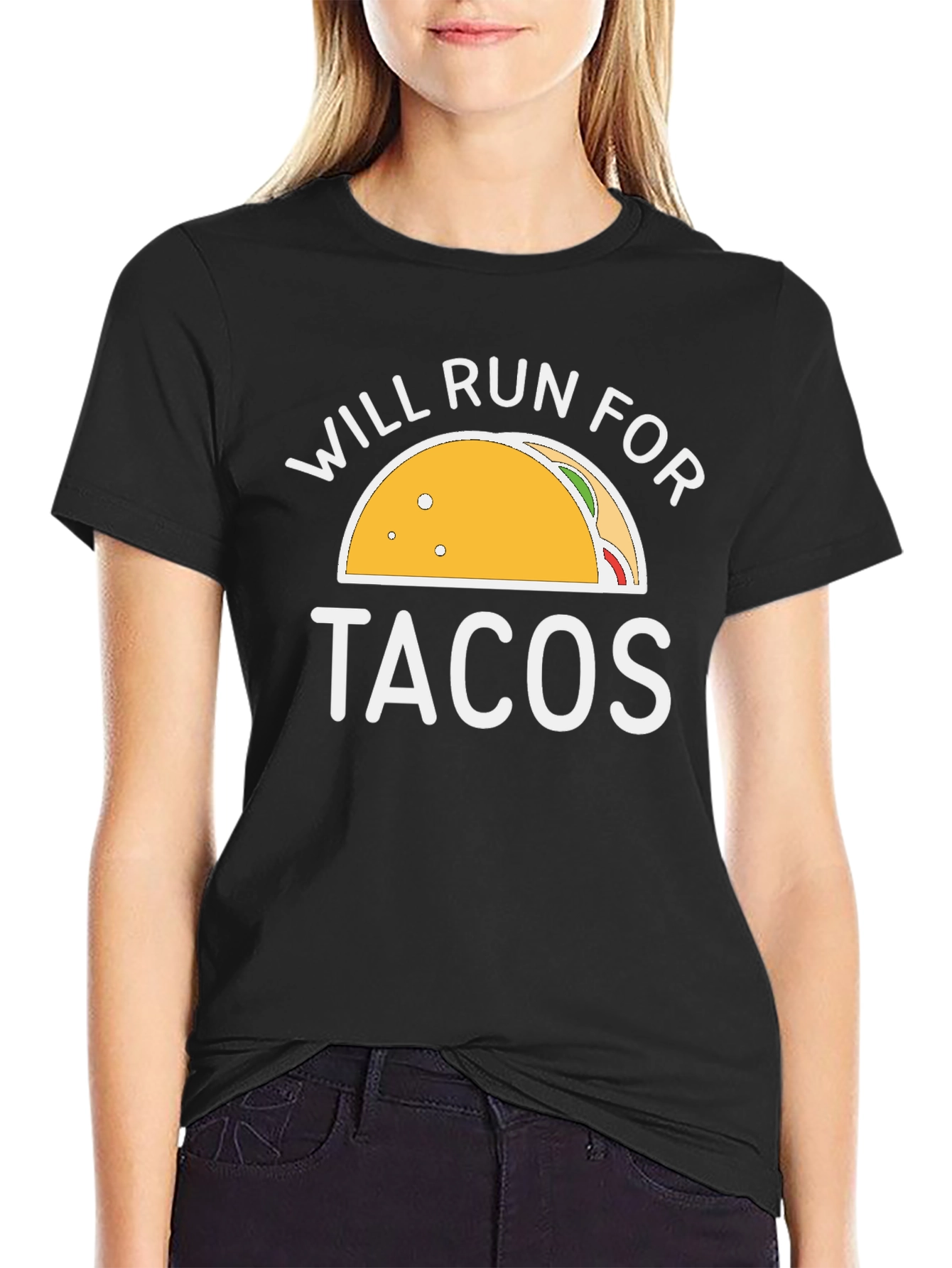 Black Will Run For Tacos Graphic Tee - Black view 2