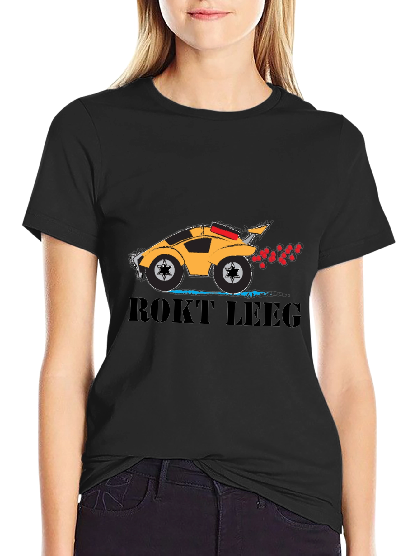 Black ROKT LEEG Black Graphic T-Shirt - Car Design view 2