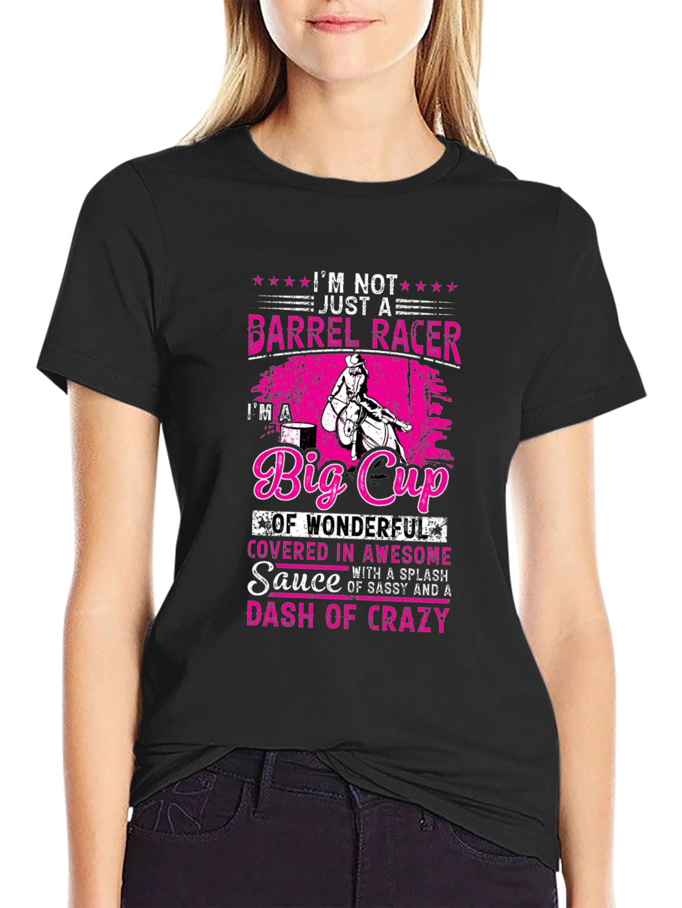 Black Barrel Racer Big Cup Graphic T-Shirt view 2