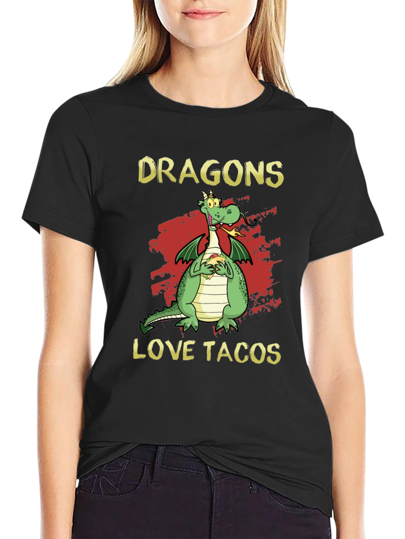 Black Dragons Love Tacos Graphic T-Shirt view 2