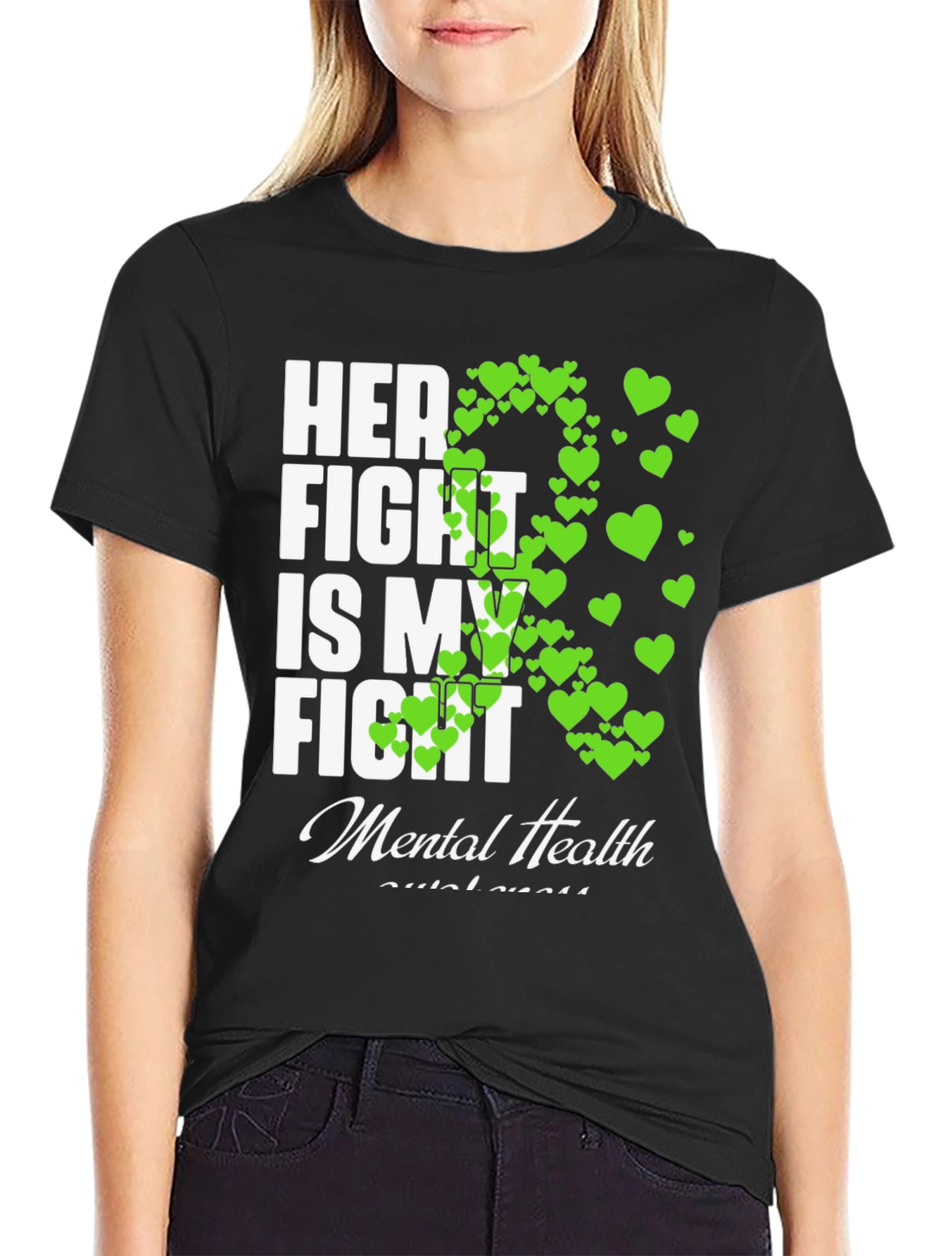 Black Mental Health Awareness T-Shirt - Her Fight Is My Fight view 2