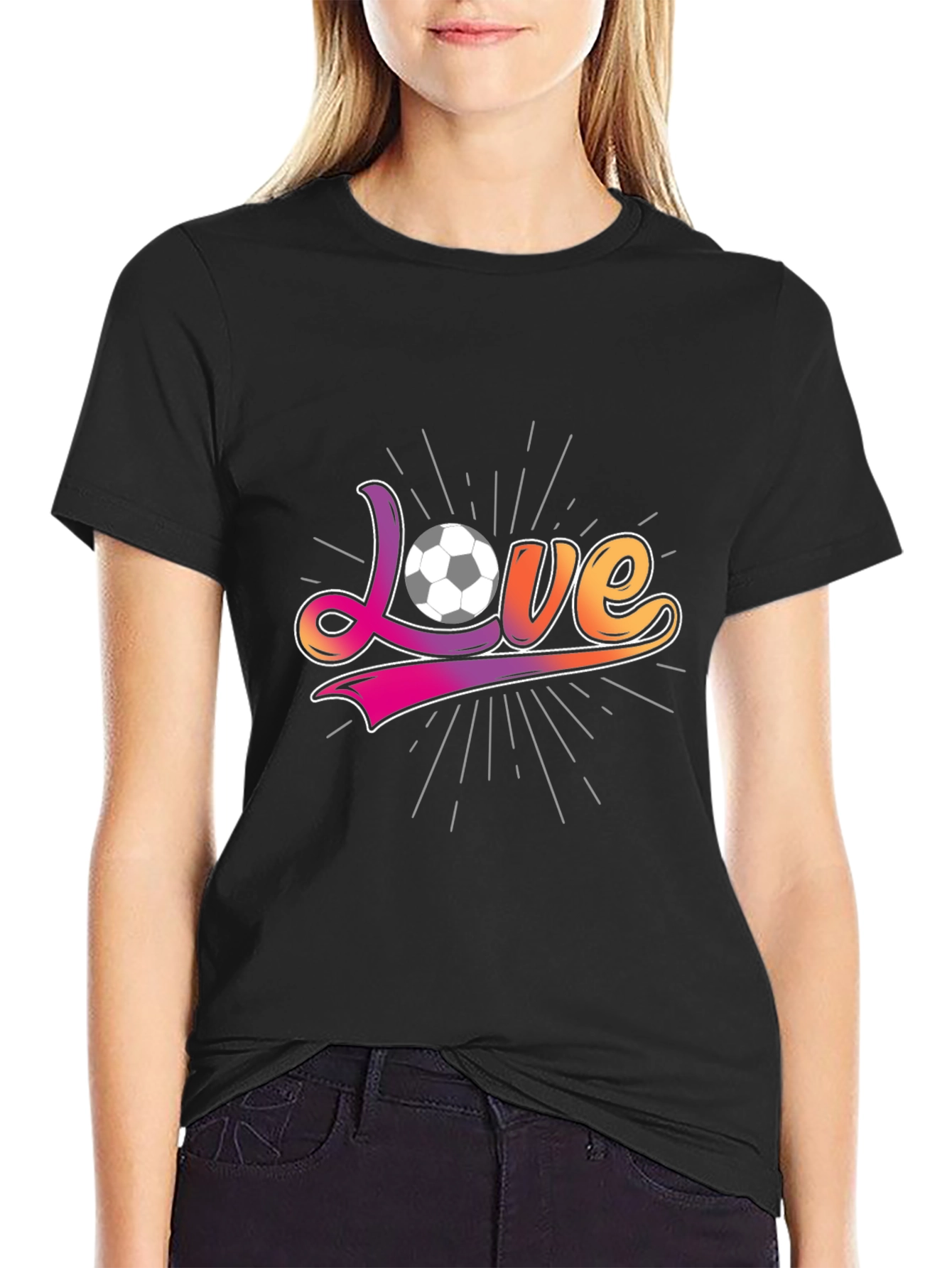Black Soccer Love Graphic T-Shirt view 2