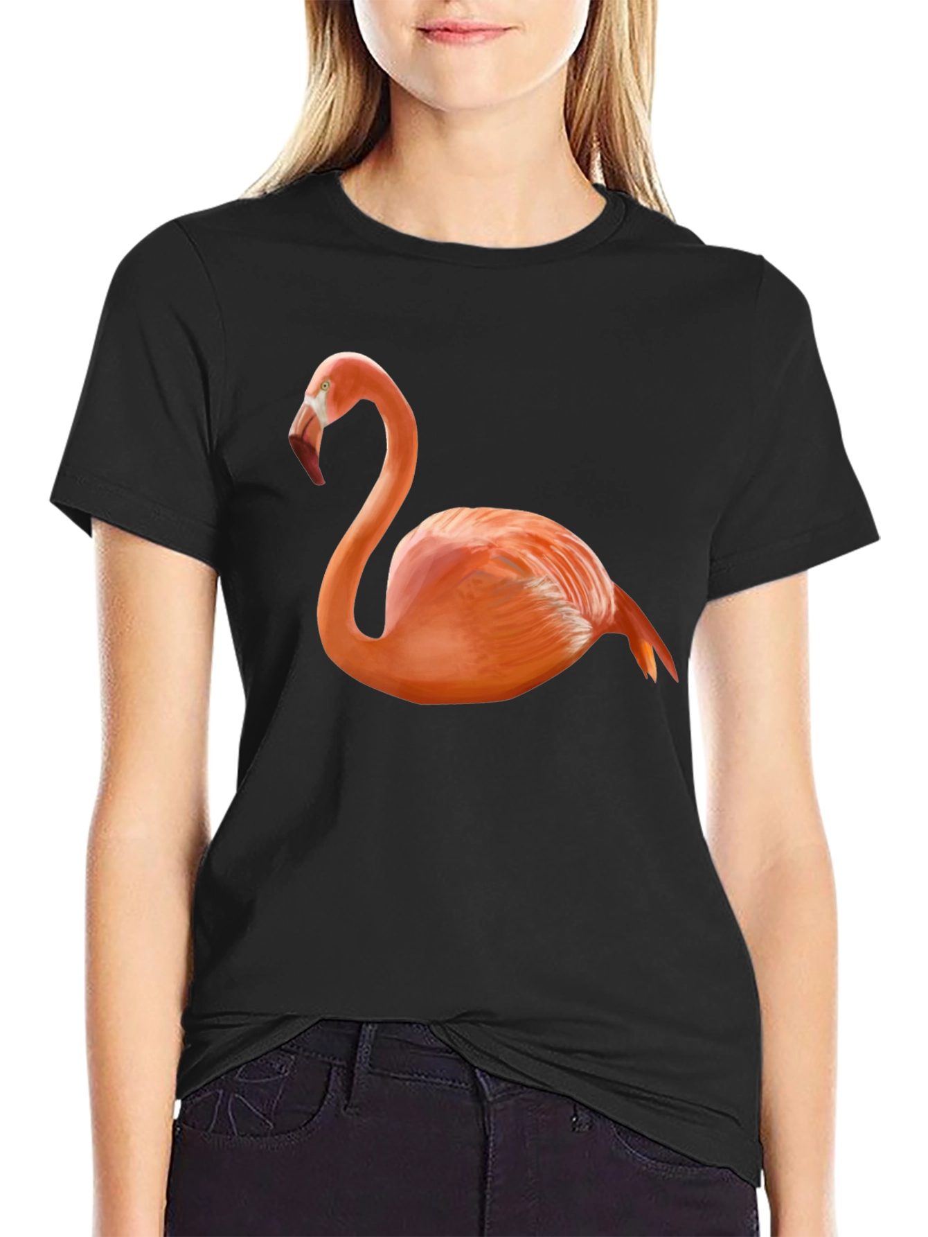 Black Flamingo Graphic Tee - Classic Black T-Shirt view 2