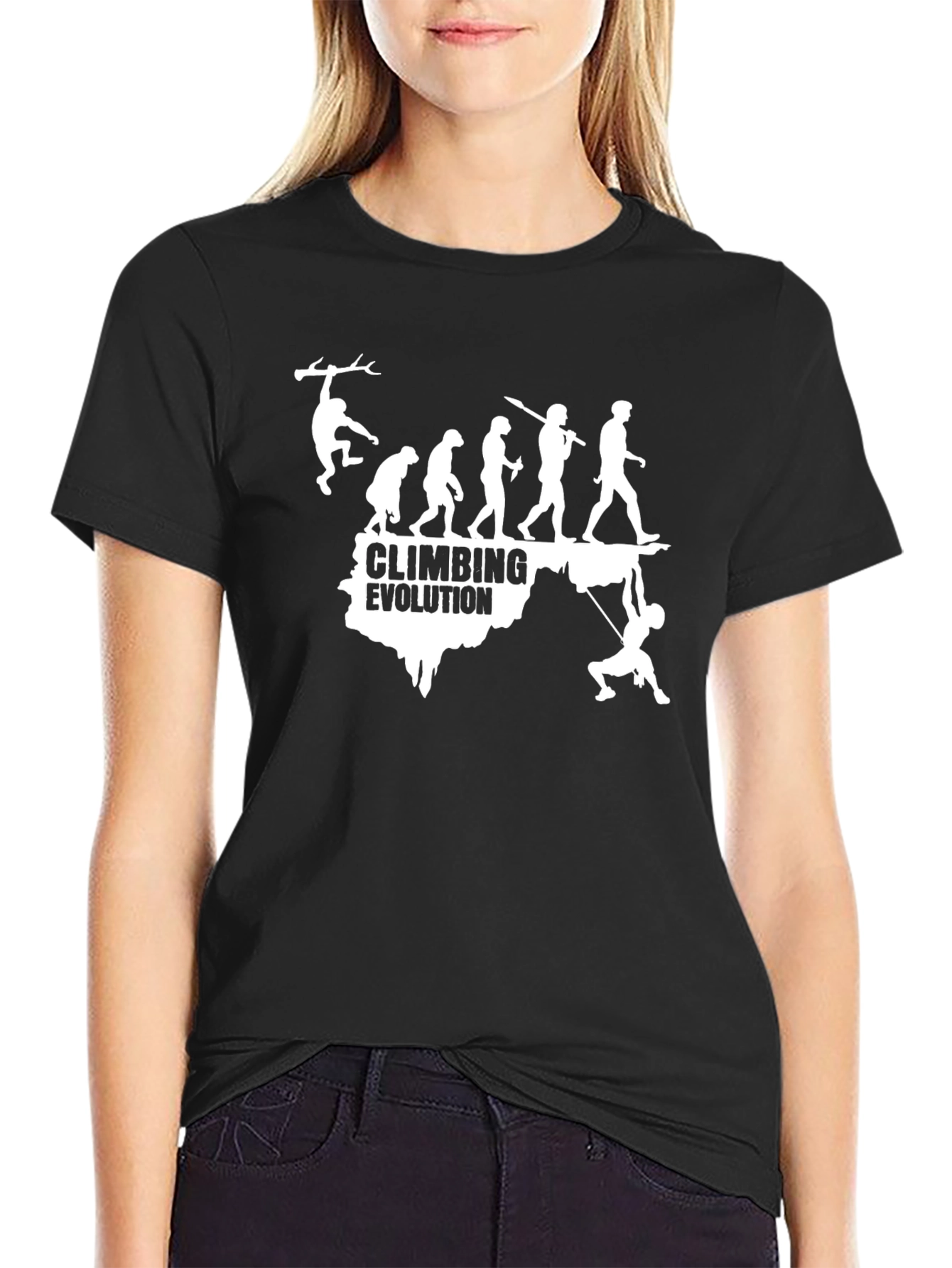 Black Climbing Evolution T-Shirt - Funny Climber Tee view 2