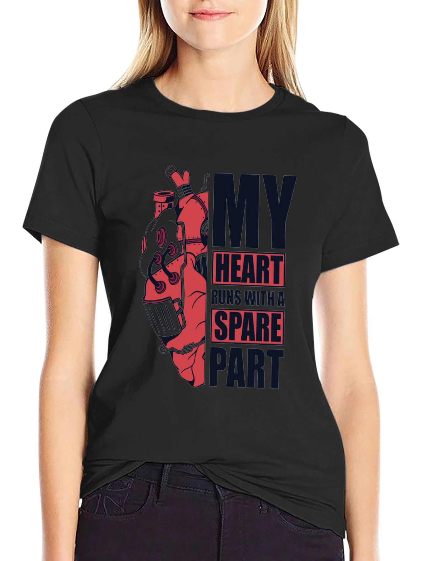Black Steampunk Heart T-Shirt - Dark Graphic Tee view 2
