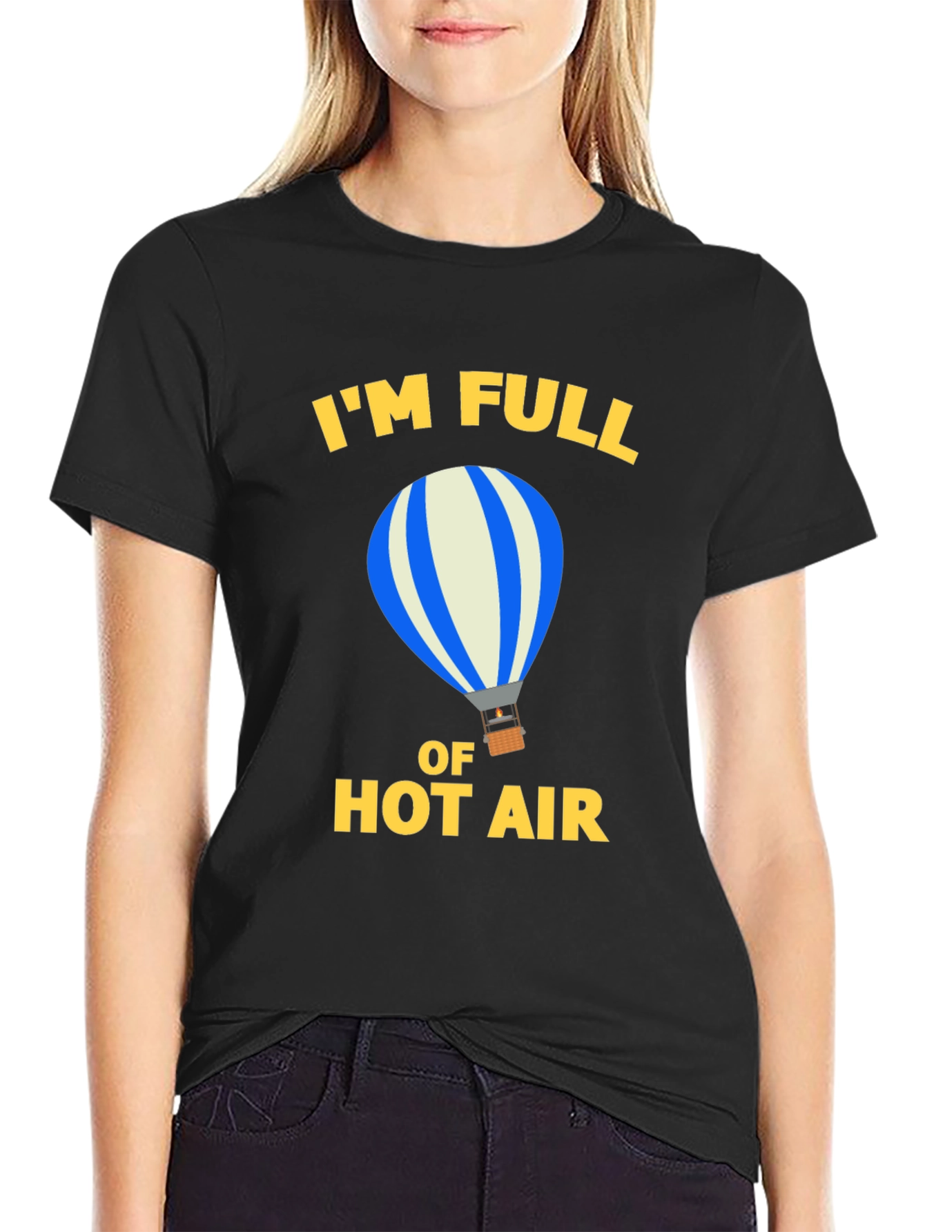 Black Funny Hot Air Balloon Graphic Tee view 2