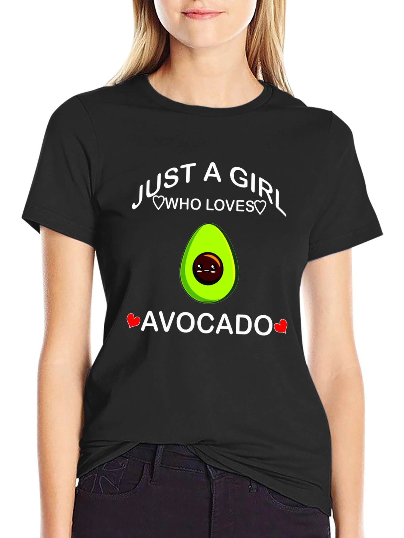 Black Just A Girl Who Loves Avocado T-Shirt view 2