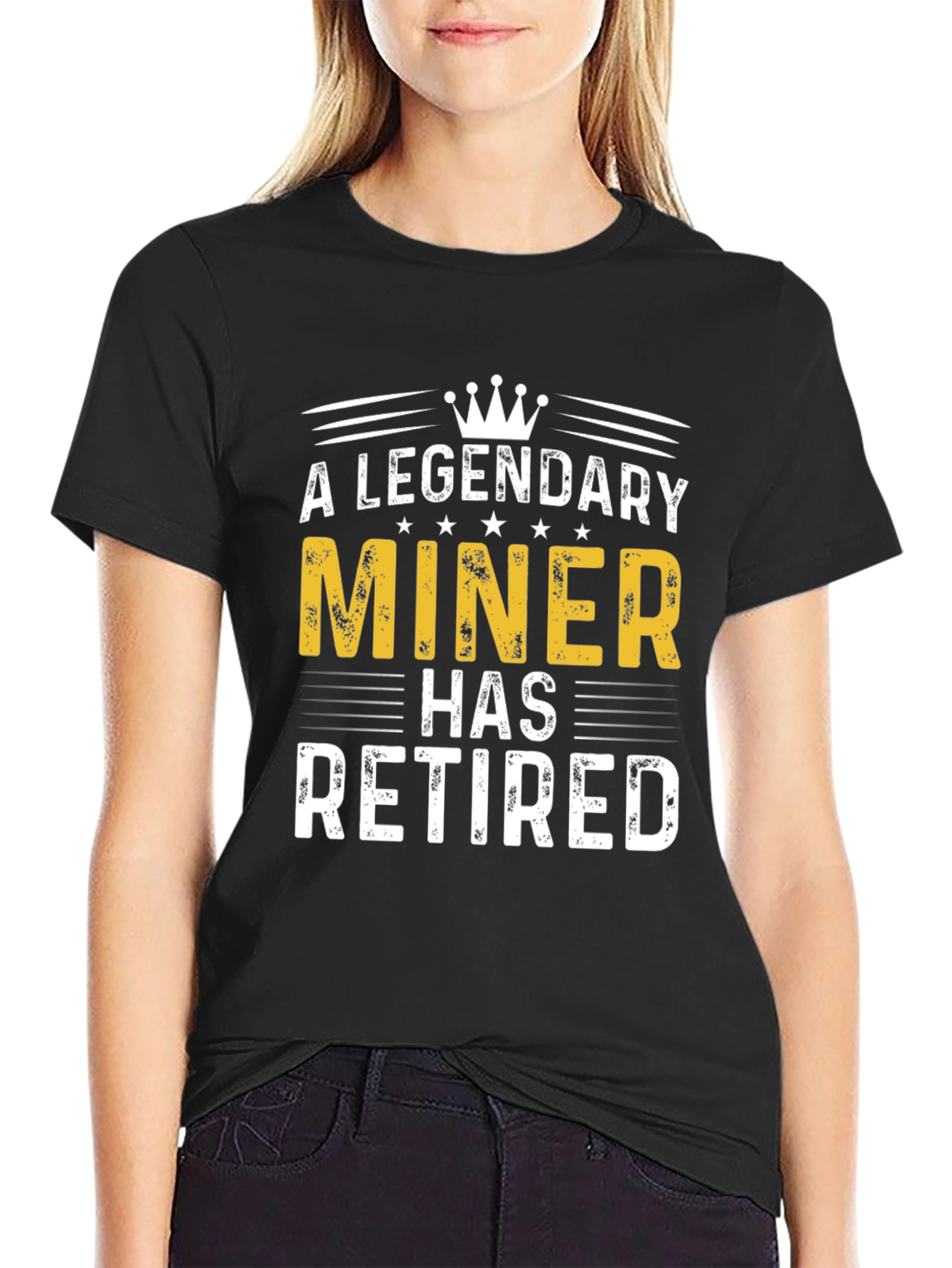 Black Legendary Miner Retired T-Shirt - Perfect Retirement Gift view 2