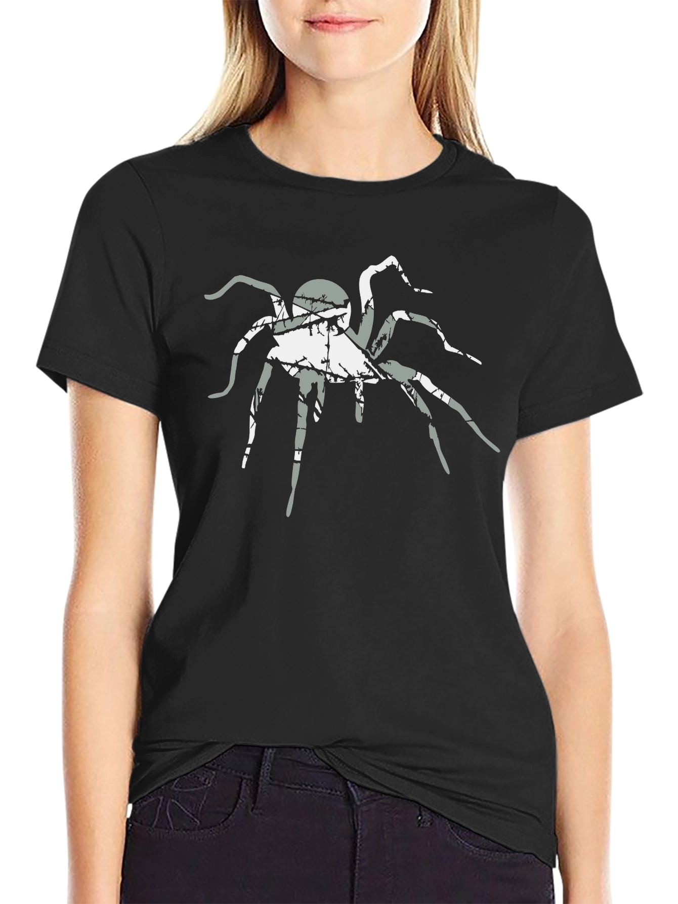 Black Graphic Spider Print Black T-Shirt view 2