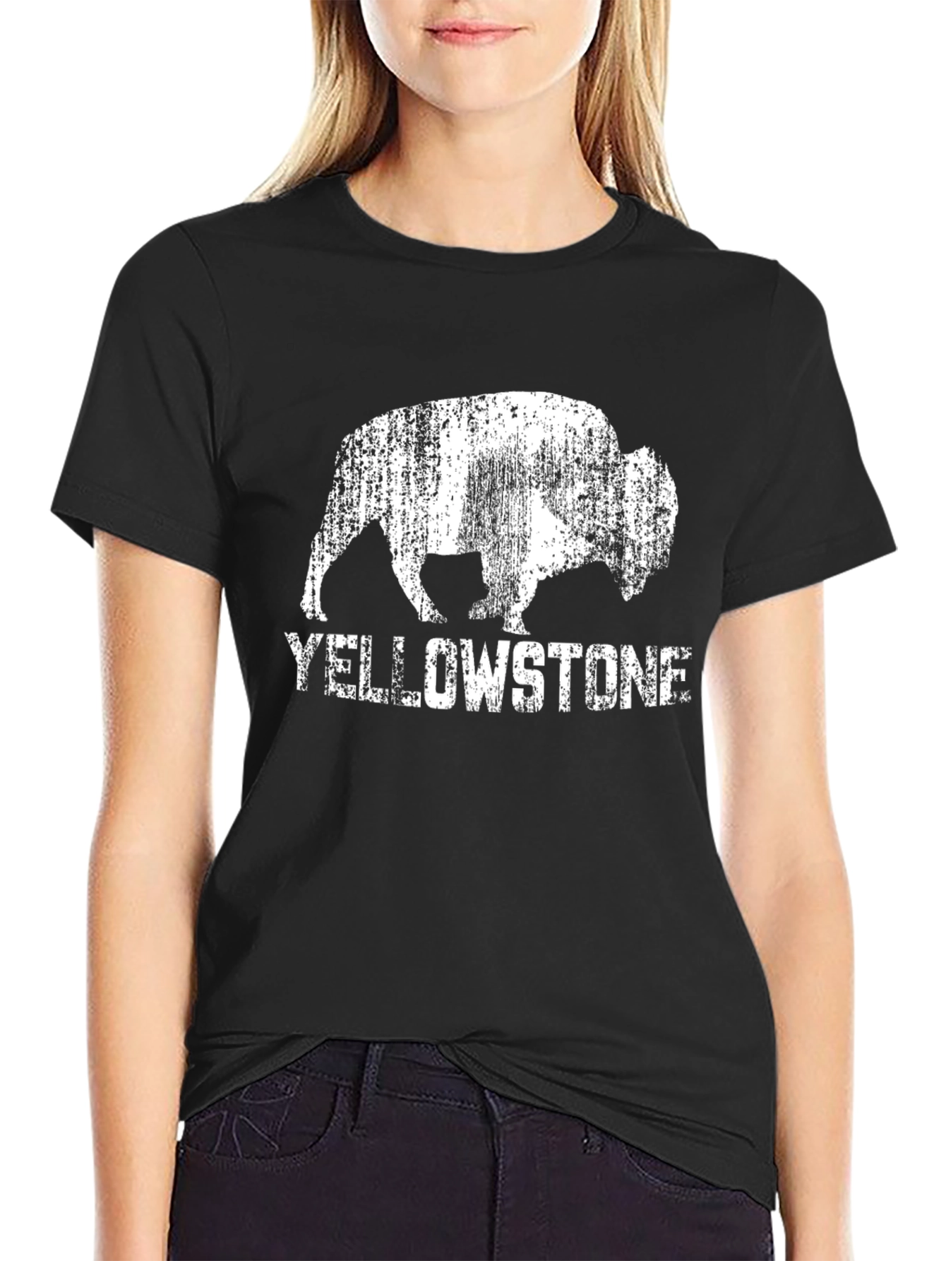 Black Yellowstone Bison Graphic Tee view 2