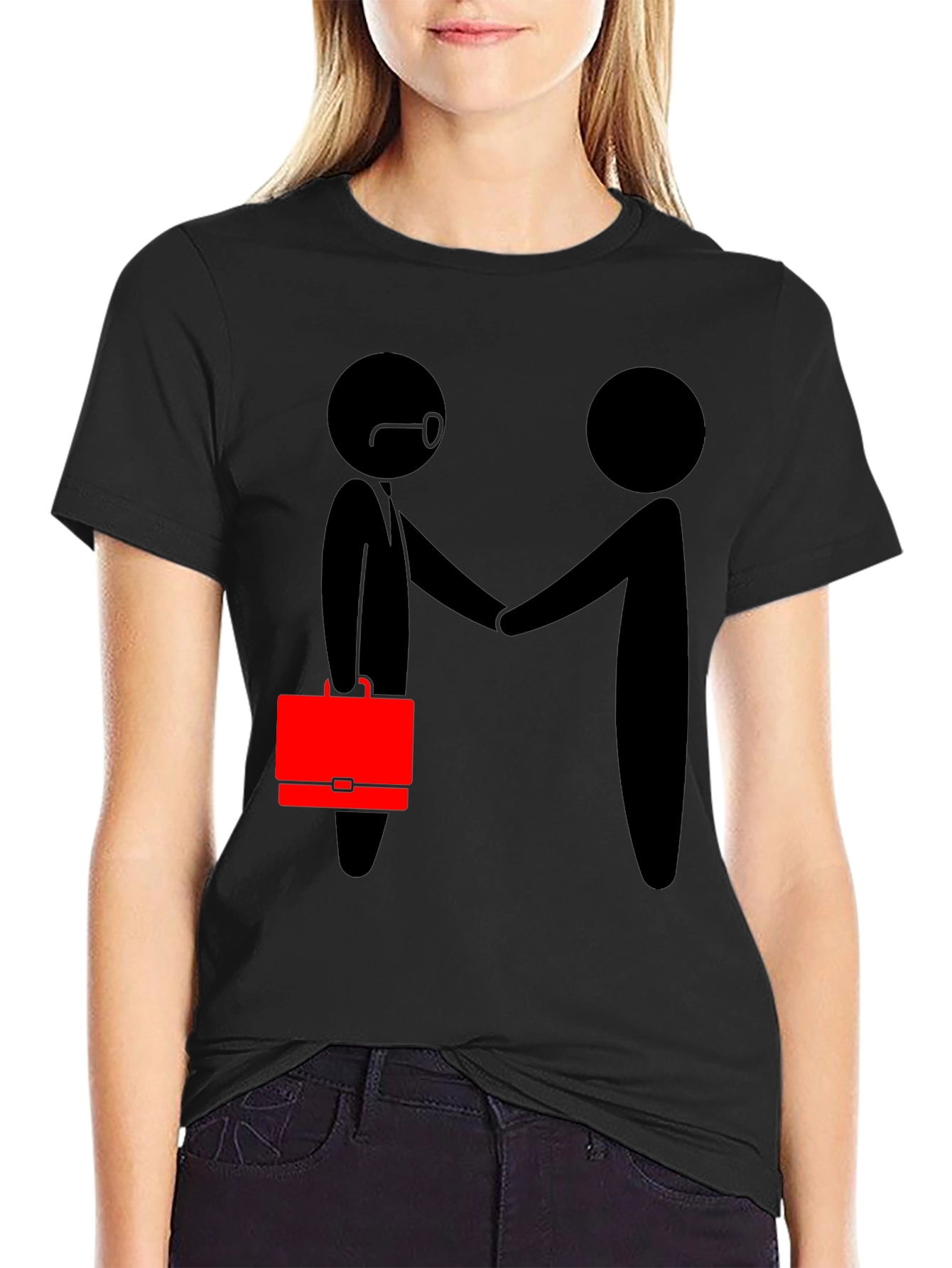 Black Funny Business Handshake Graphic T-Shirt view 2