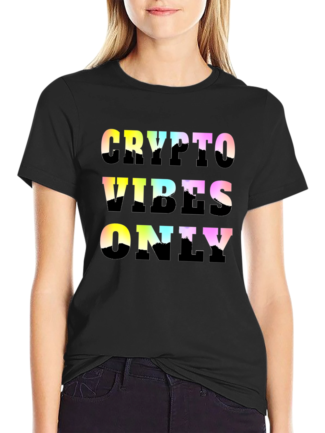 Black Crypto Vibes Only Graphic Tee - Trendy Black T-Shirt view 2