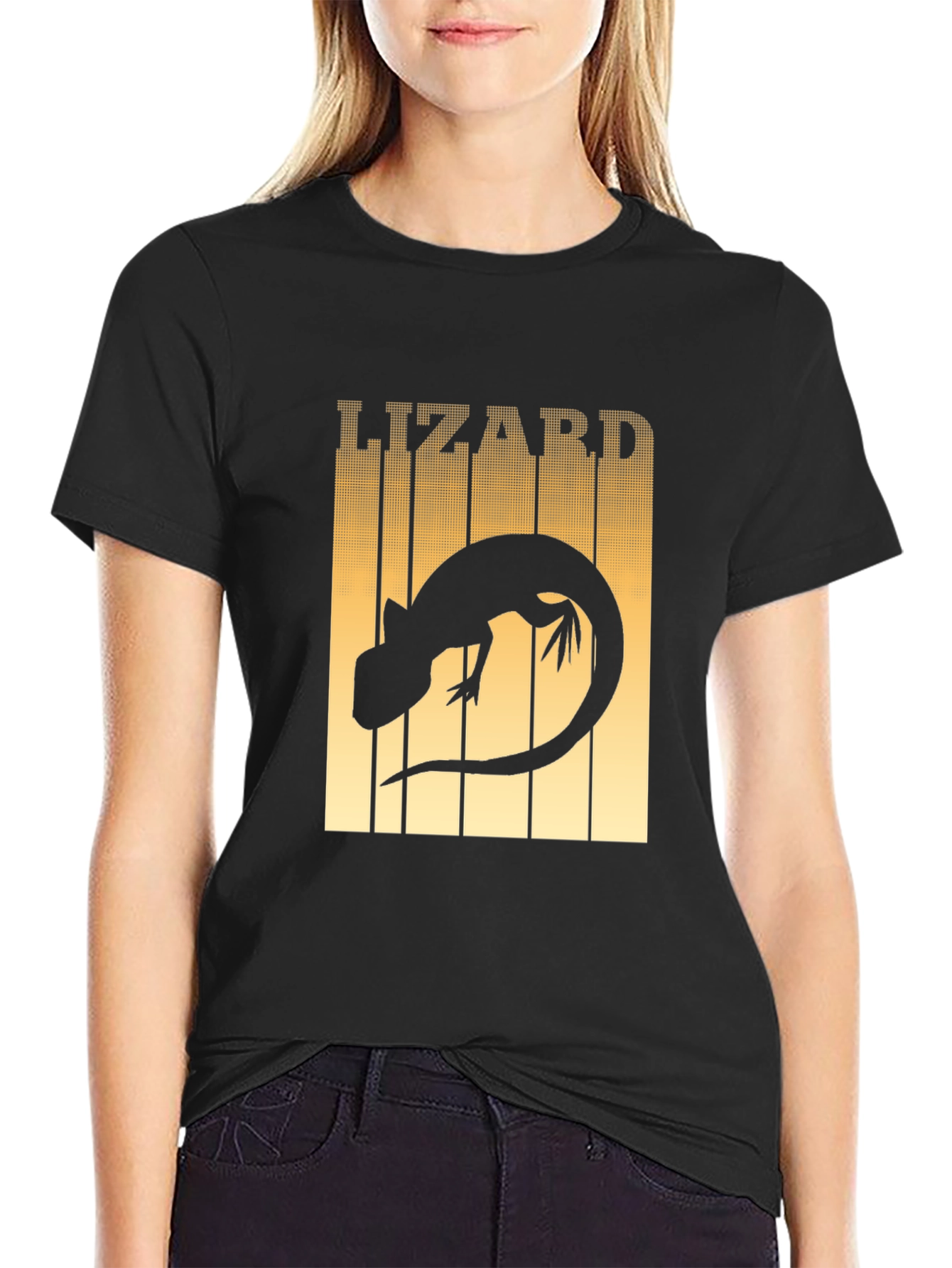 Black Lizard Graphic T-Shirt - Reptile Lover Tee view 2