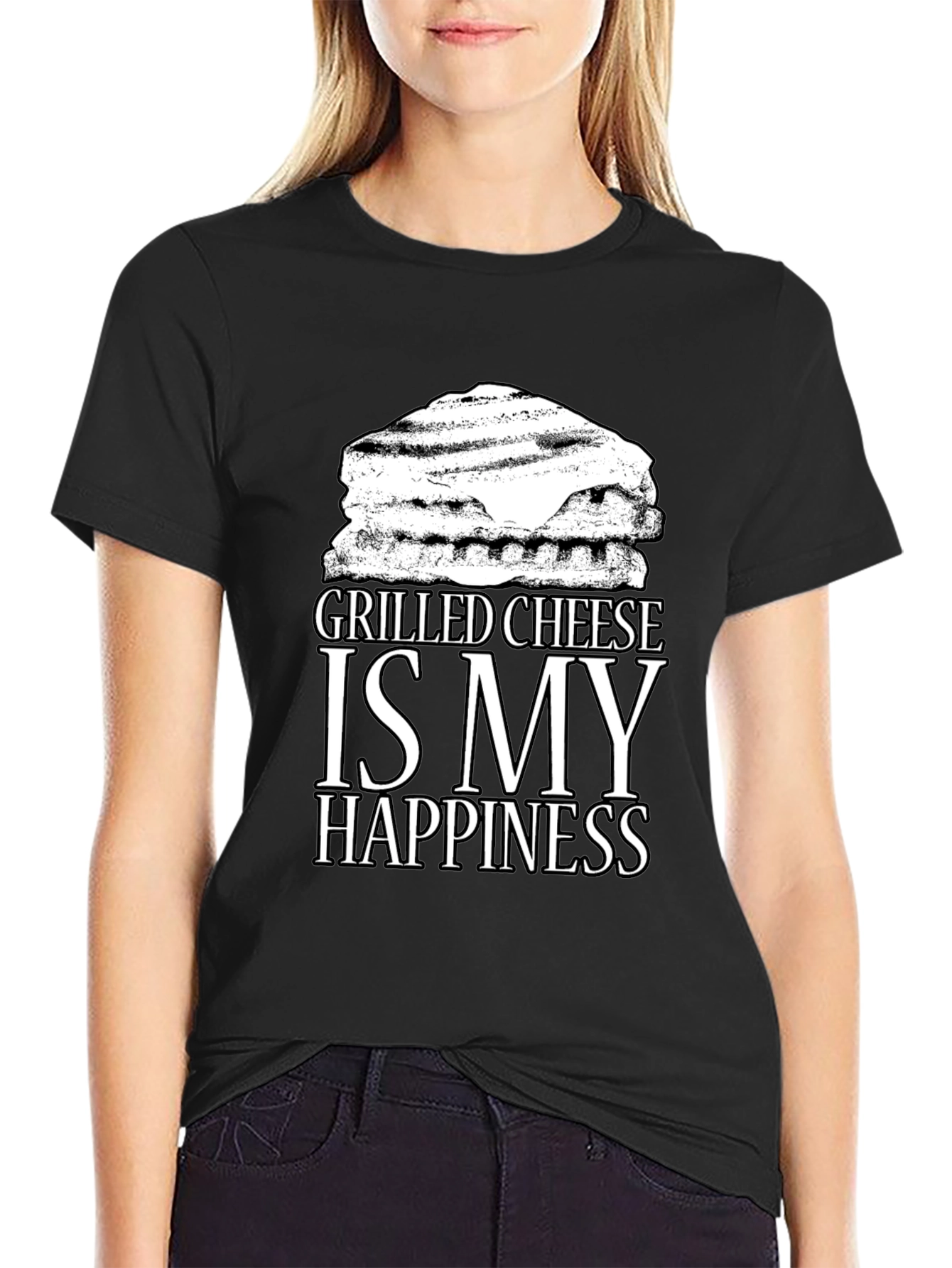 Grilled Cheese Happiness Black T-Shirt - 2
