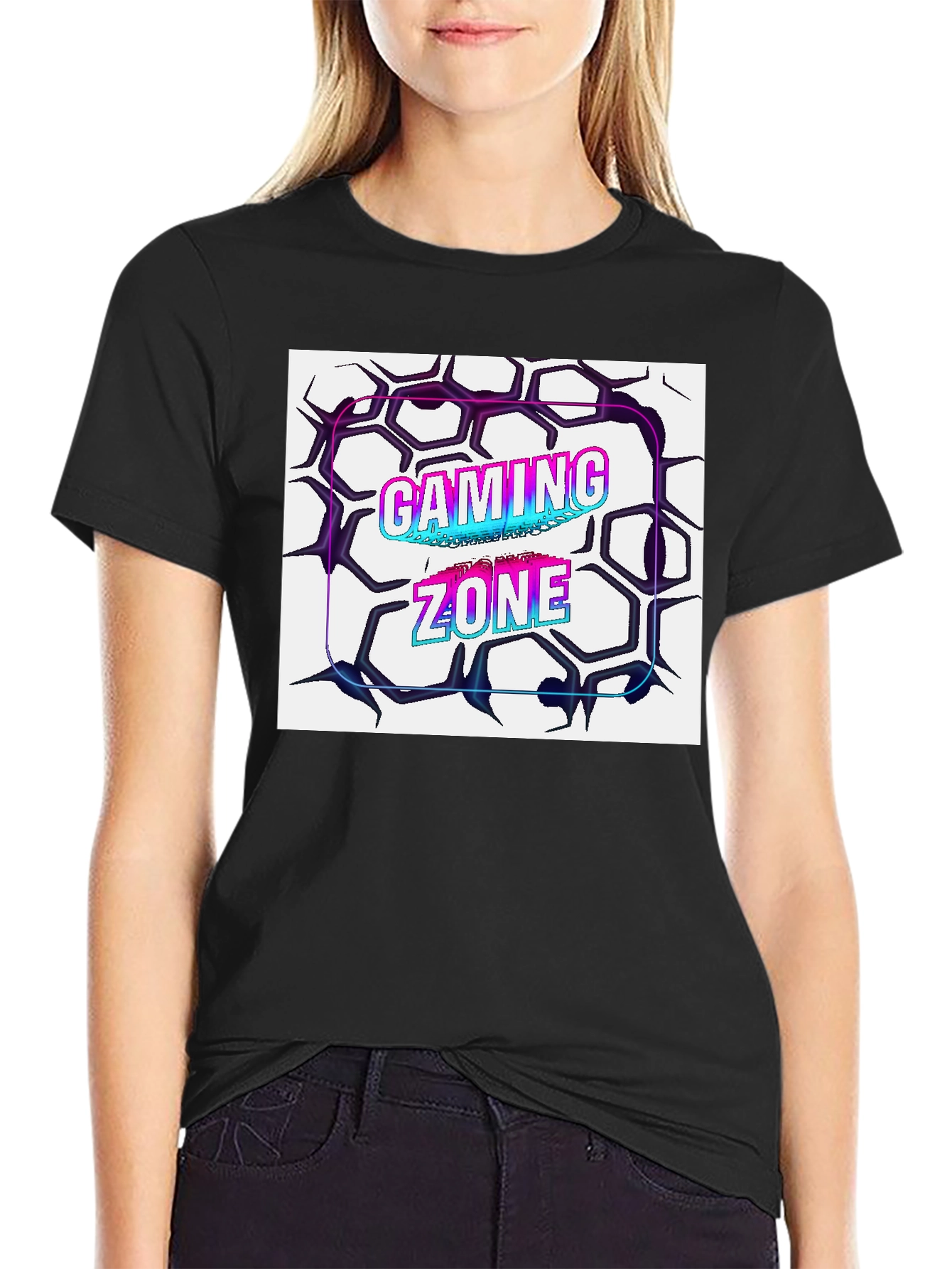 Black Gaming Zone Graphic Tee - Black Cotton Blend view 2