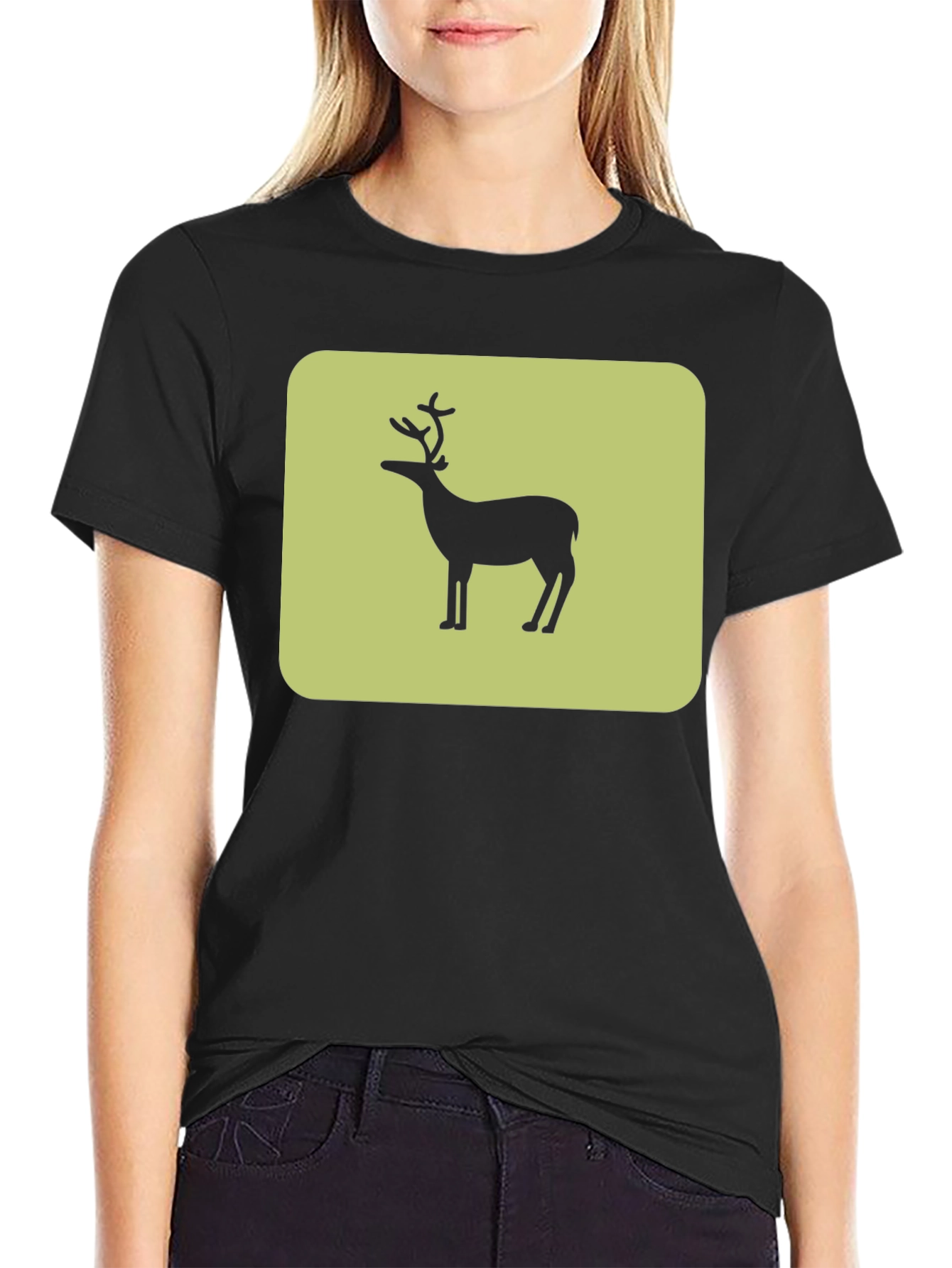 Black Deer Graphic Tee - Black Cotton Blend view 2