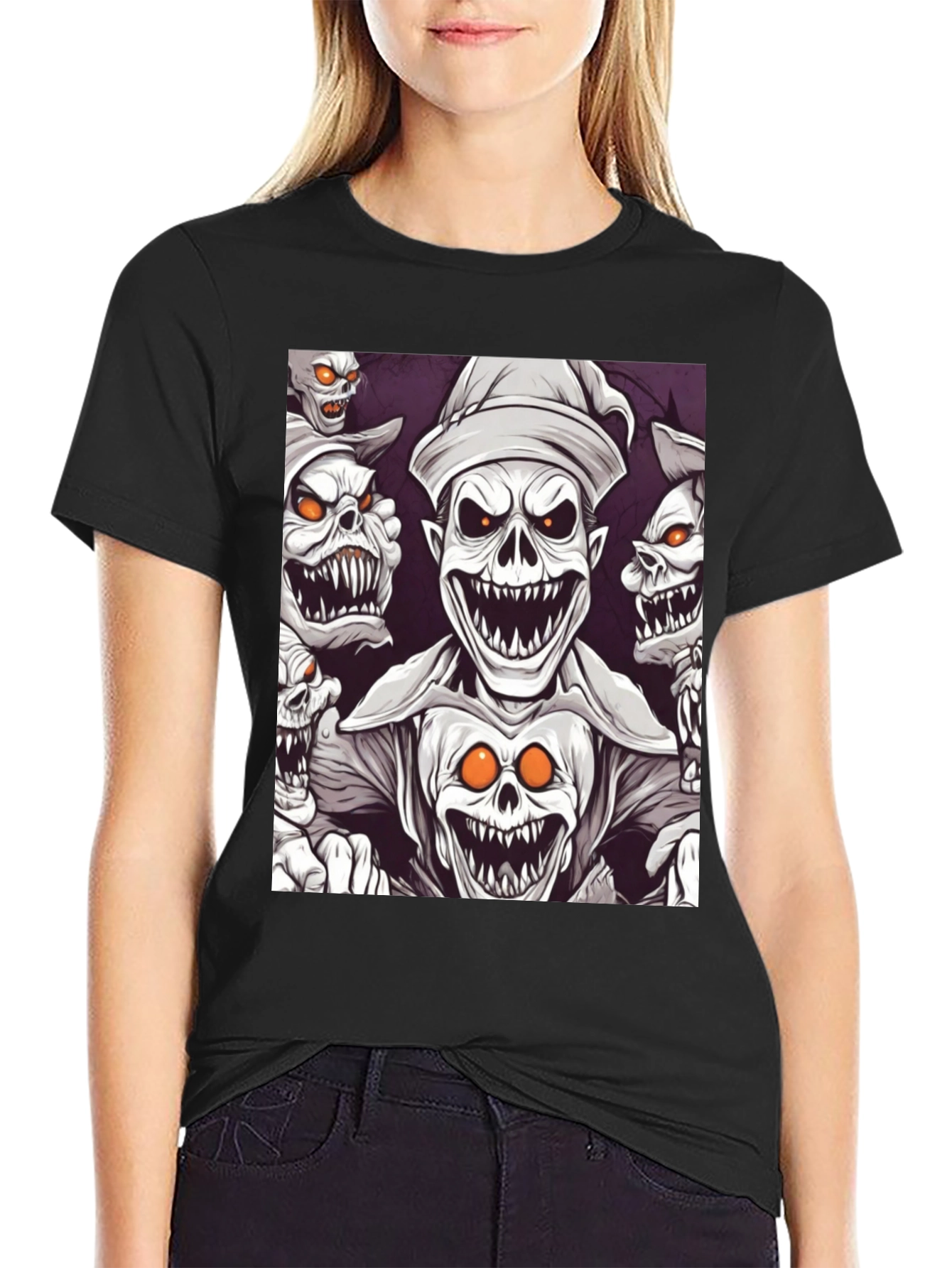 Black Spooky Cartoon T-Shirt view 2