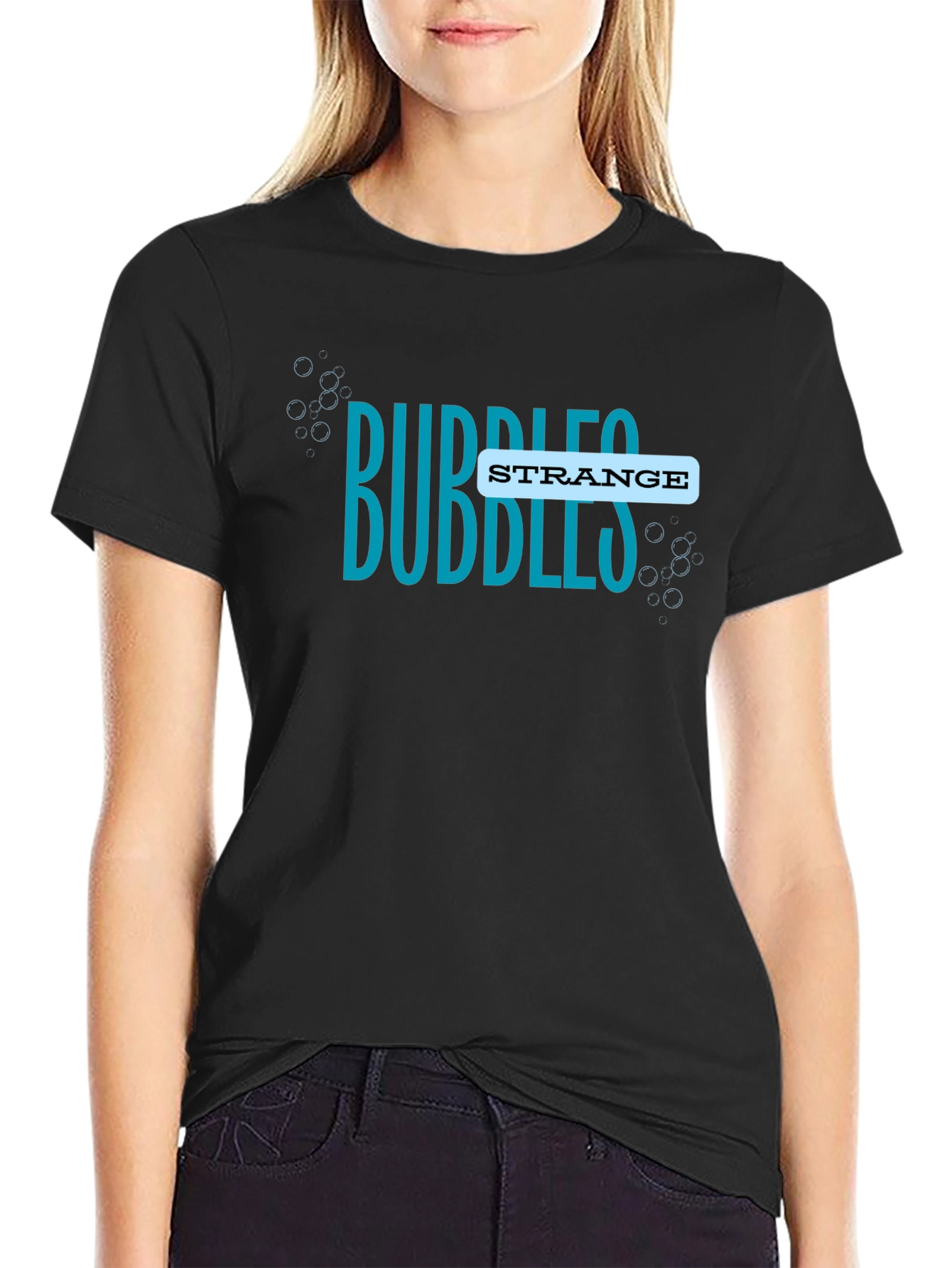 Black Bubbles Strange T-Shirt - Unique Design view 2