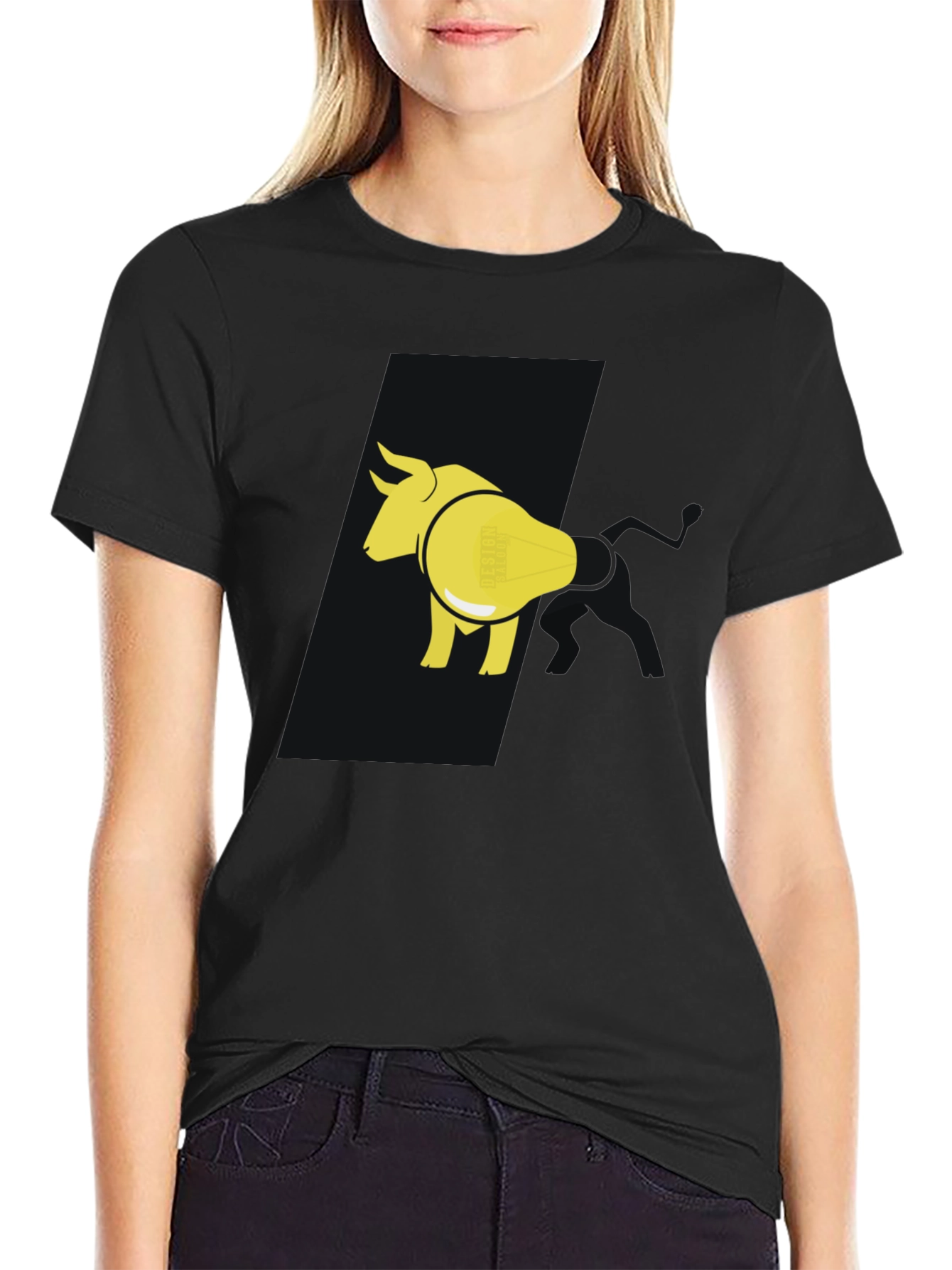 Black Bull & Lightbulb Graphic Tee - Black view 2