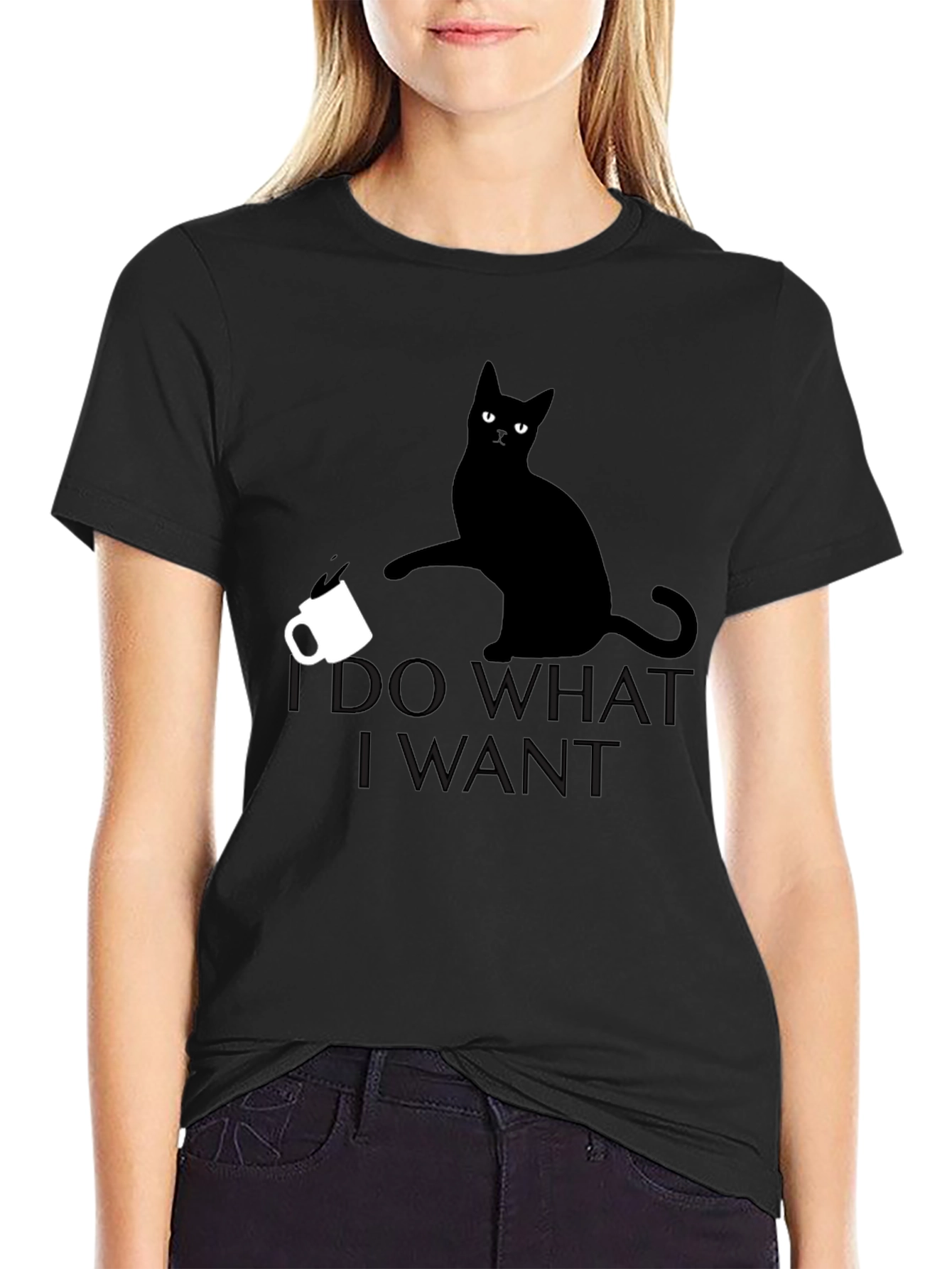 Black I Do What I Want Cat T-Shirt view 2