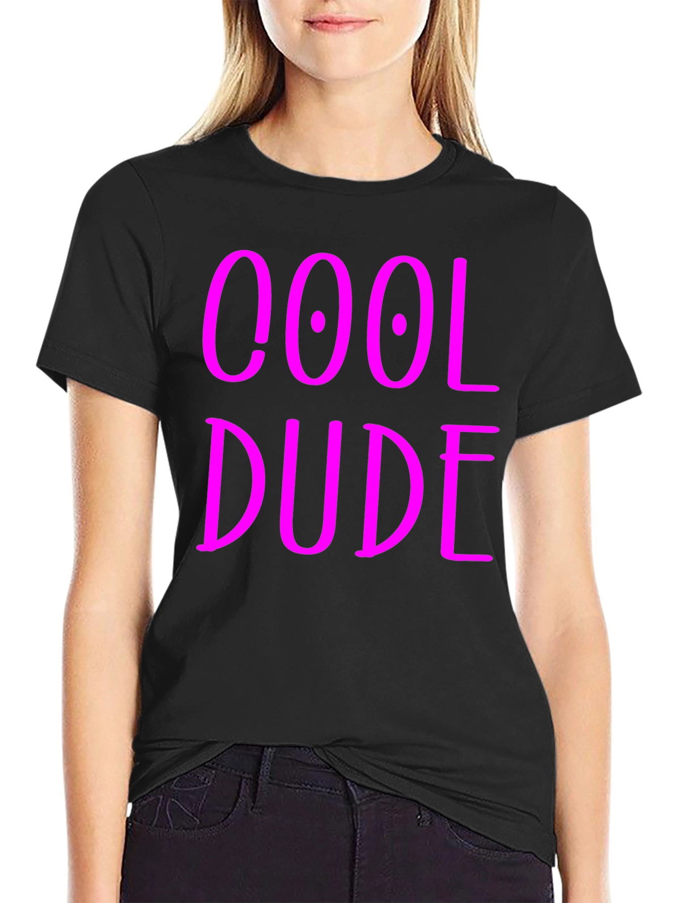 Black Cool Dude Graphic Tee - Black Cotton Blend T-Shirt view 2