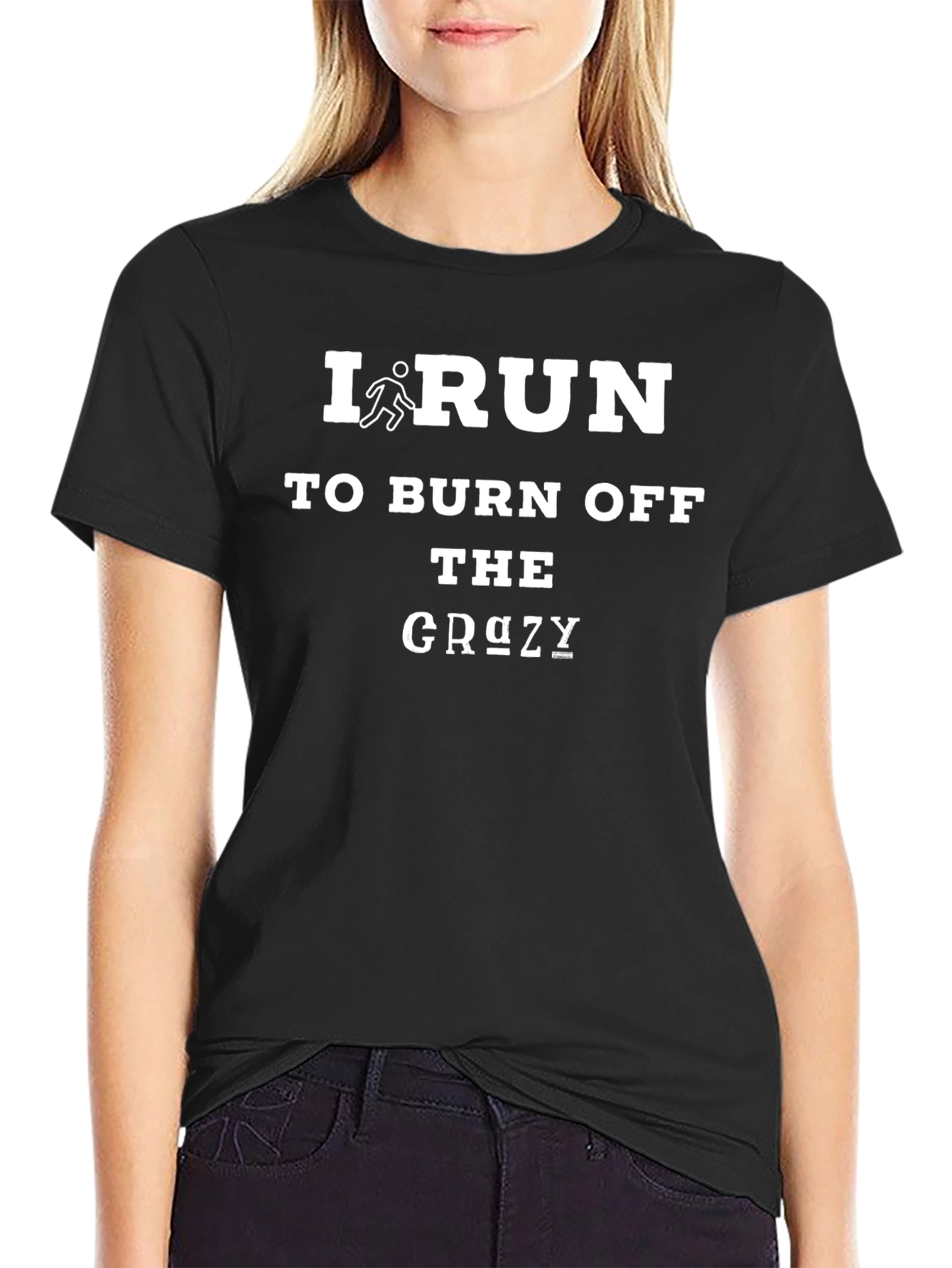 Black I Run To Burn Off The Crazy Graphic Tee view 2