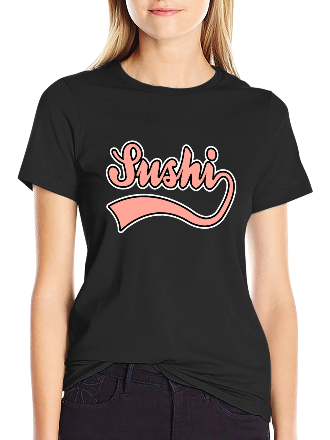 Black Sushi Retro Graphic Tee - Trendy Unisex T-Shirt view 2
