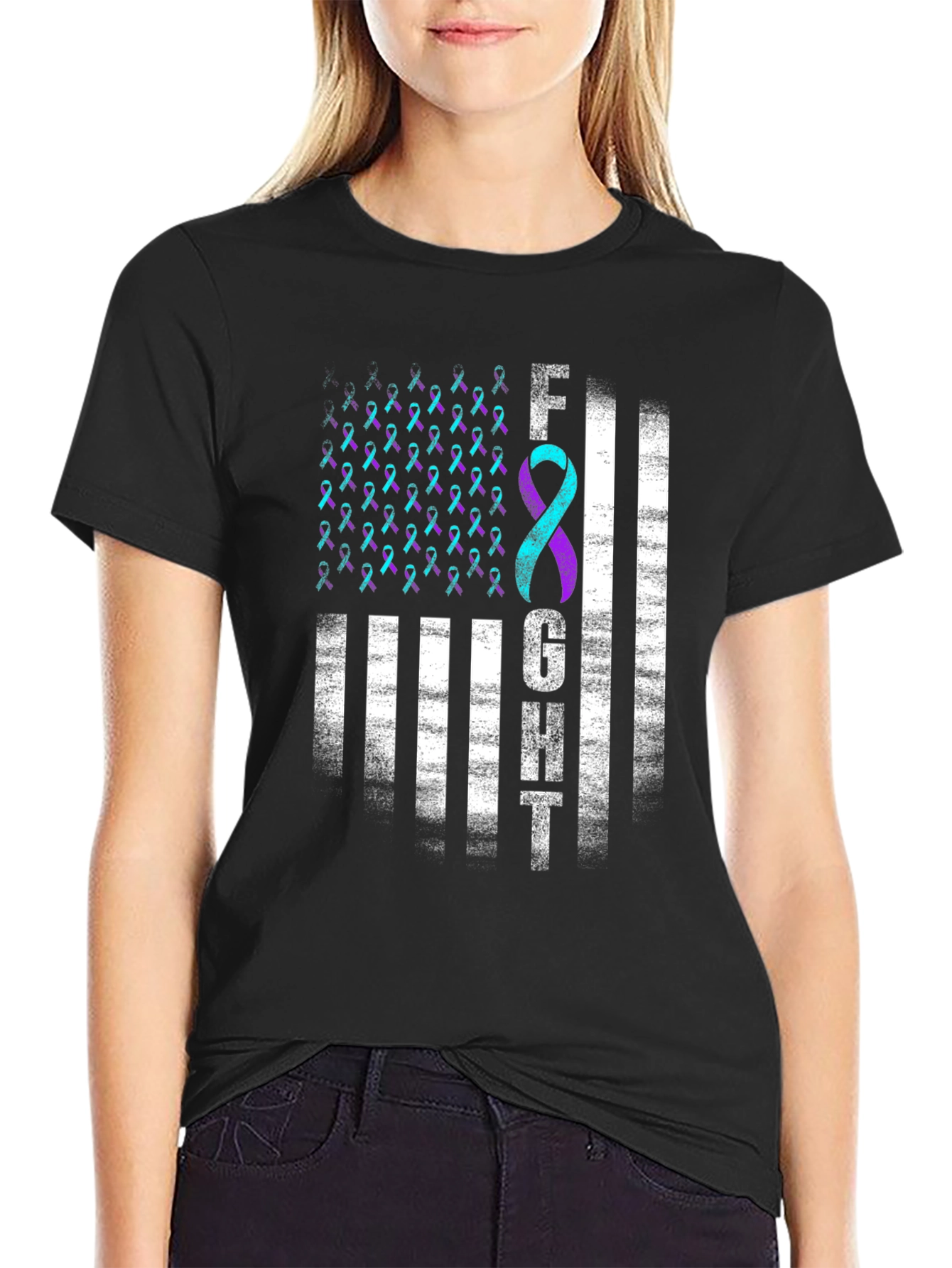 Black Semicolon Suicide Awareness T-Shirt - Fight Depression view 2