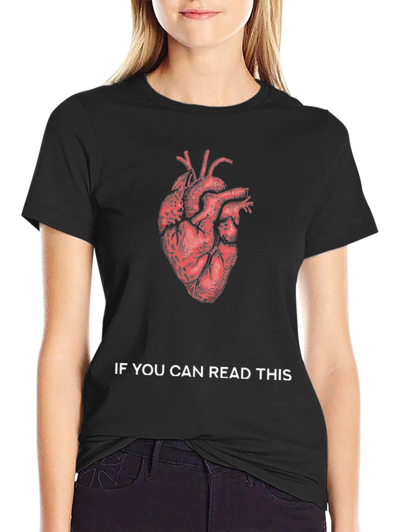 Black Anatomical Heart Graphic Tee - Read This view 2