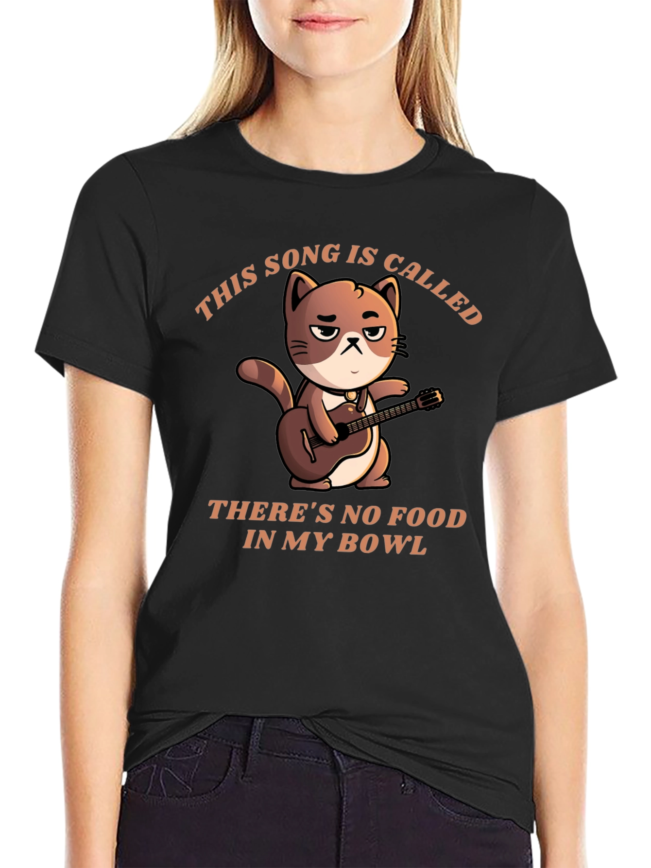 Black Cat Musician T-Shirt - No Food in My Bowl view 2
