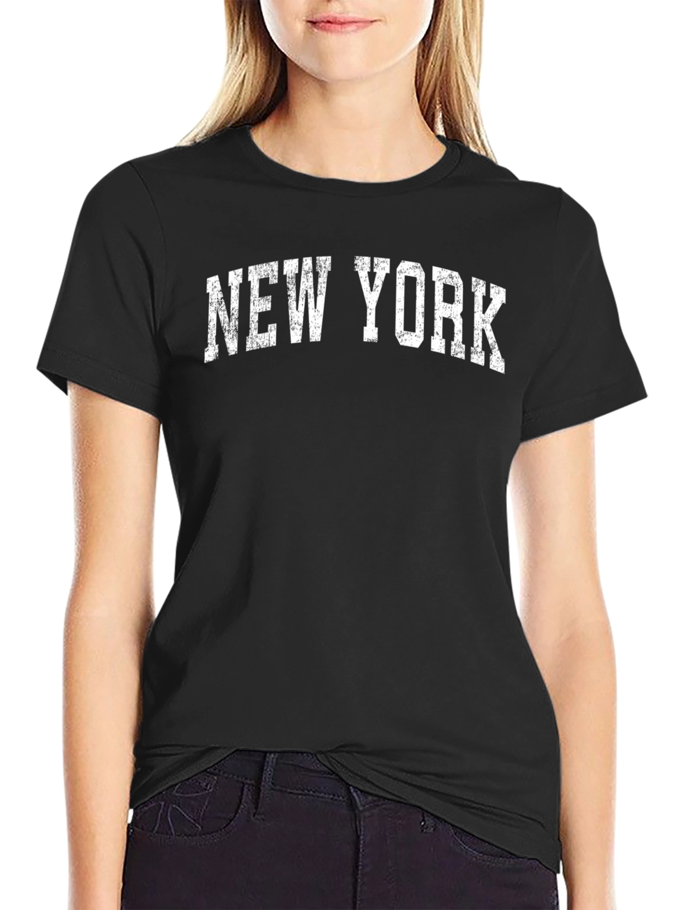 Black New York Distressed Graphic Tee view 2