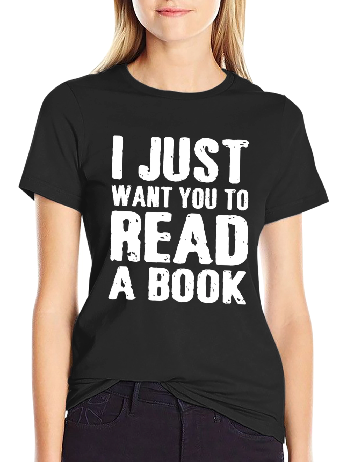 Black I Just Want You to Read a Book T-Shirt view 2