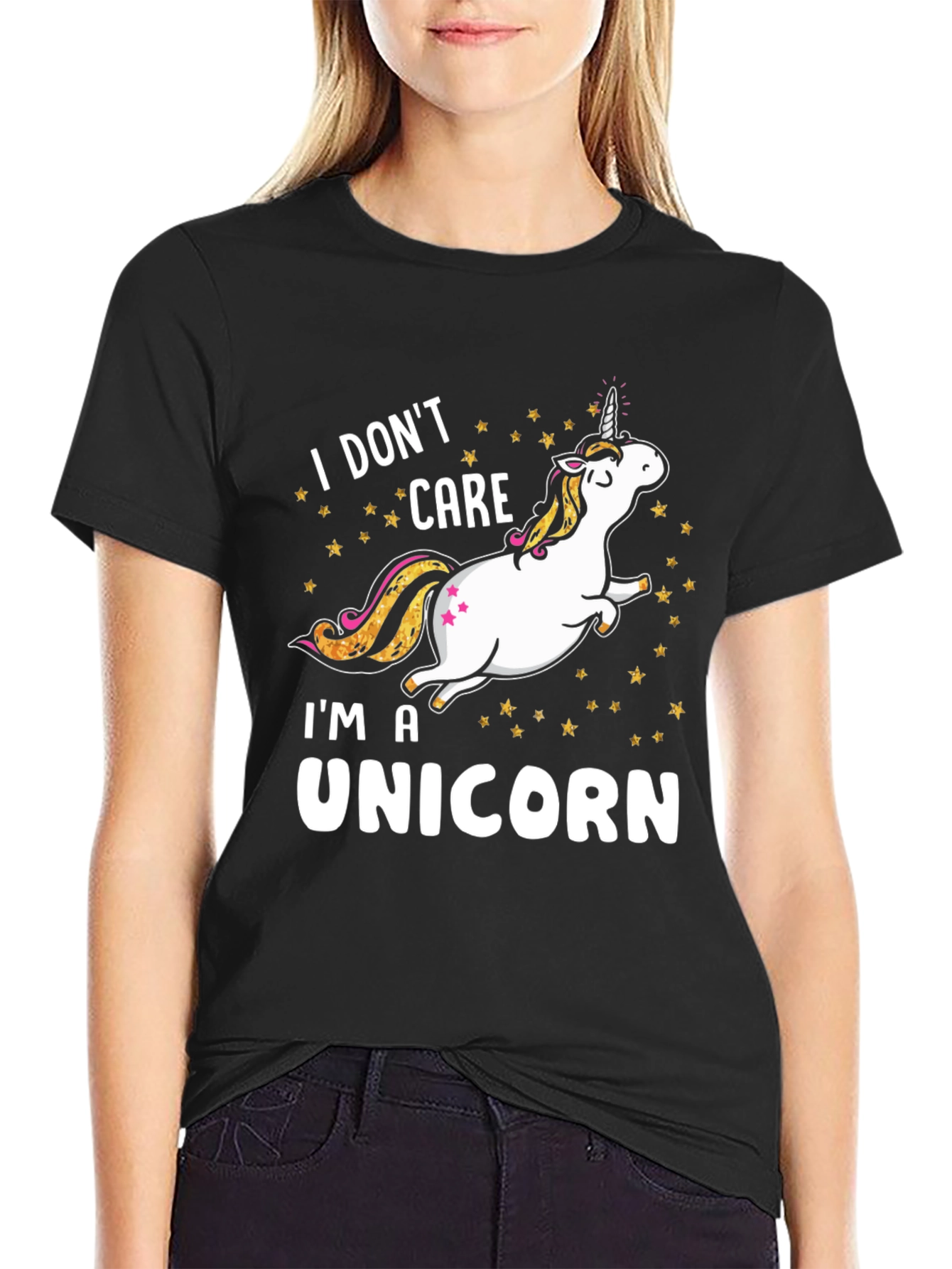 Black I Don't Care I'm A Unicorn T-Shirt view 2