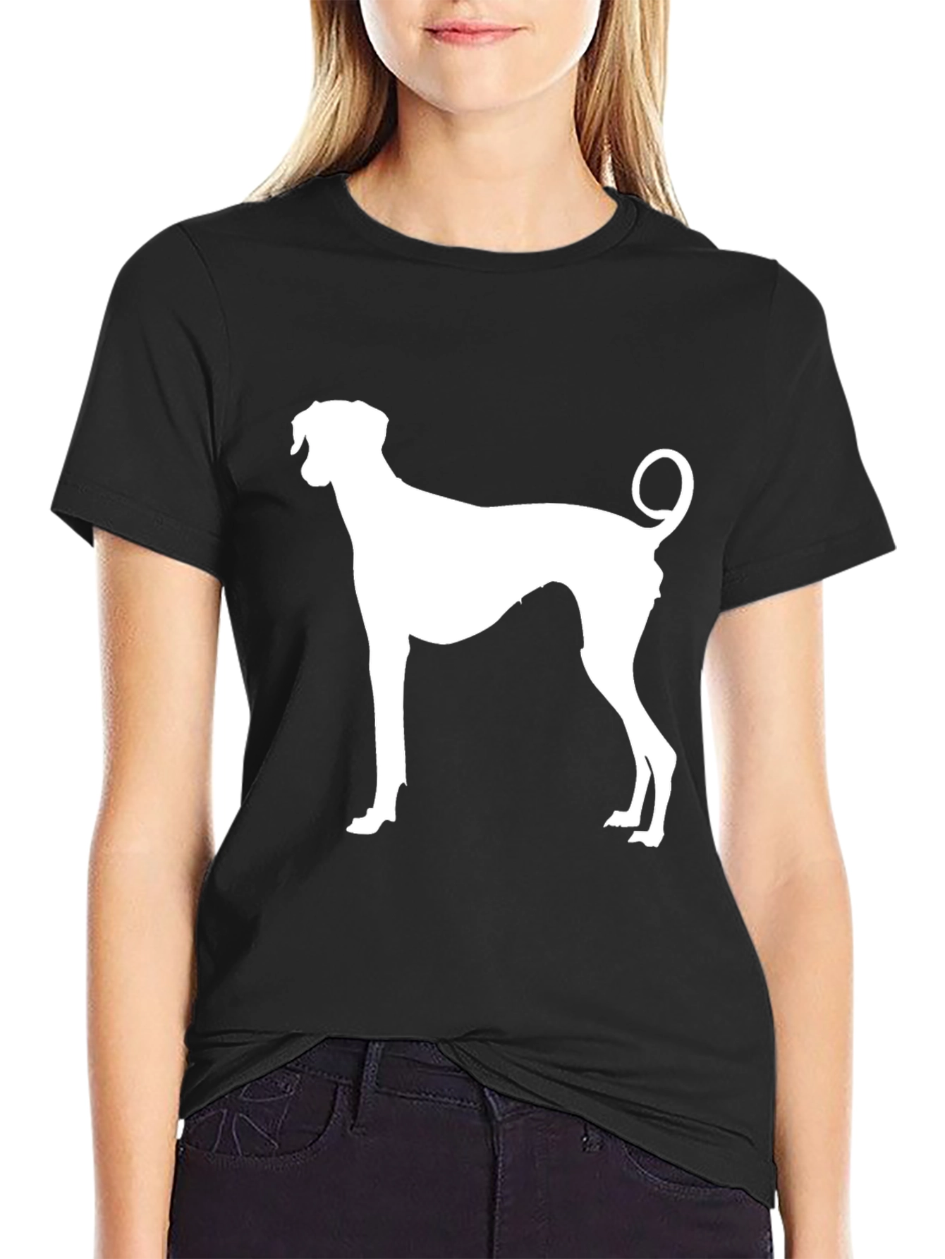 Black Dog Silhouette Black T-Shirt view 2