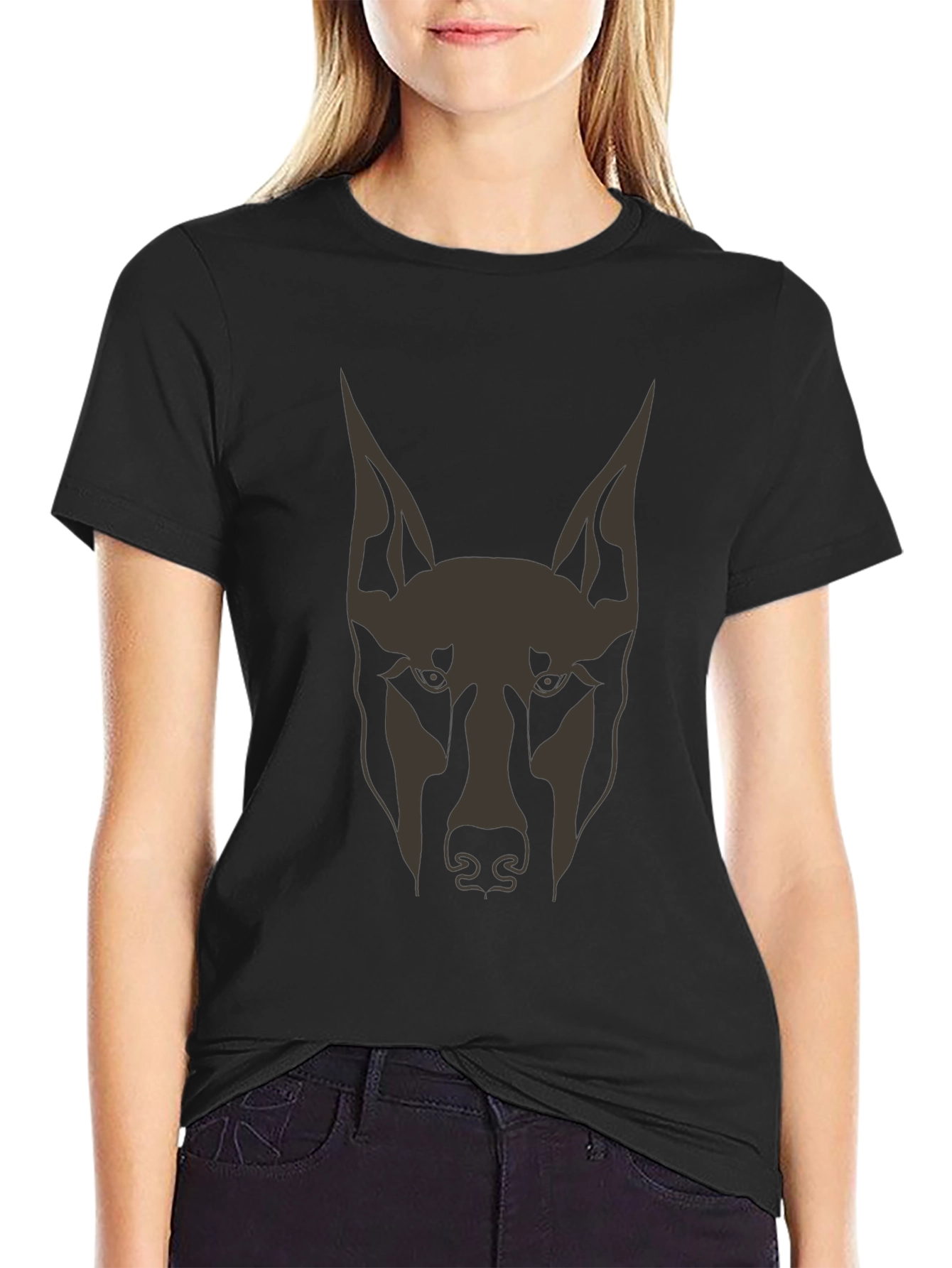 Black Doberman Dog Graphic Tee - Men's Black T-Shirt view 2