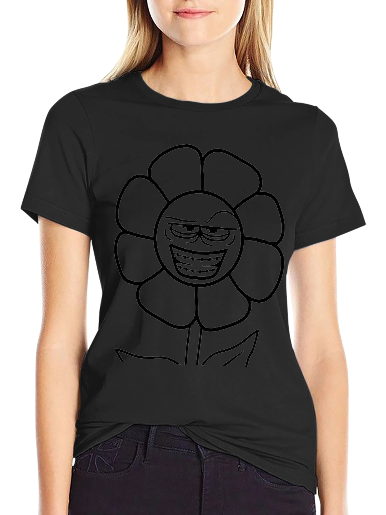 Black Men's Black Flowey Graphic Tee view 2