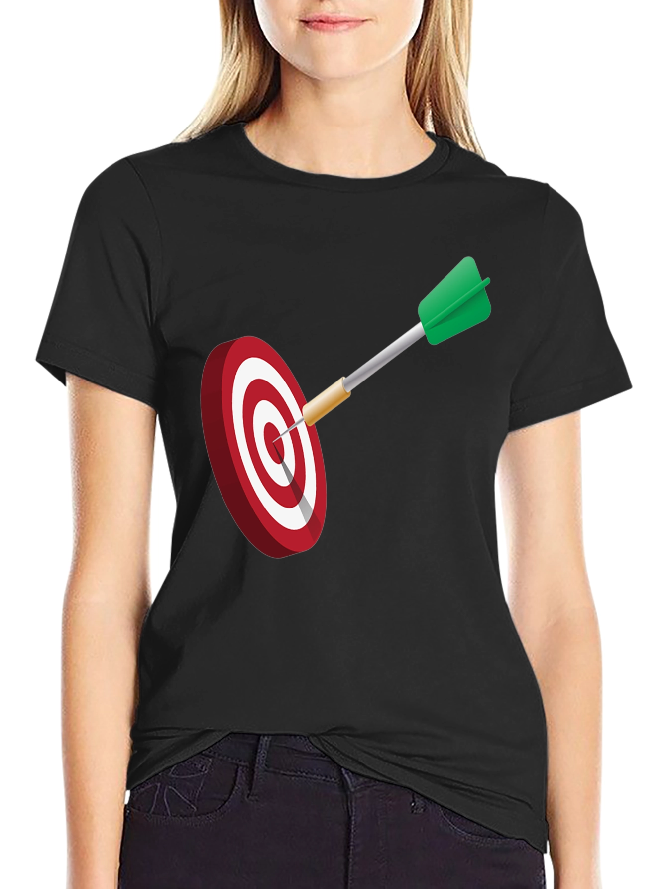 Black Dart Target Graphic Tee - Black Cotton Blend Shirt view 2