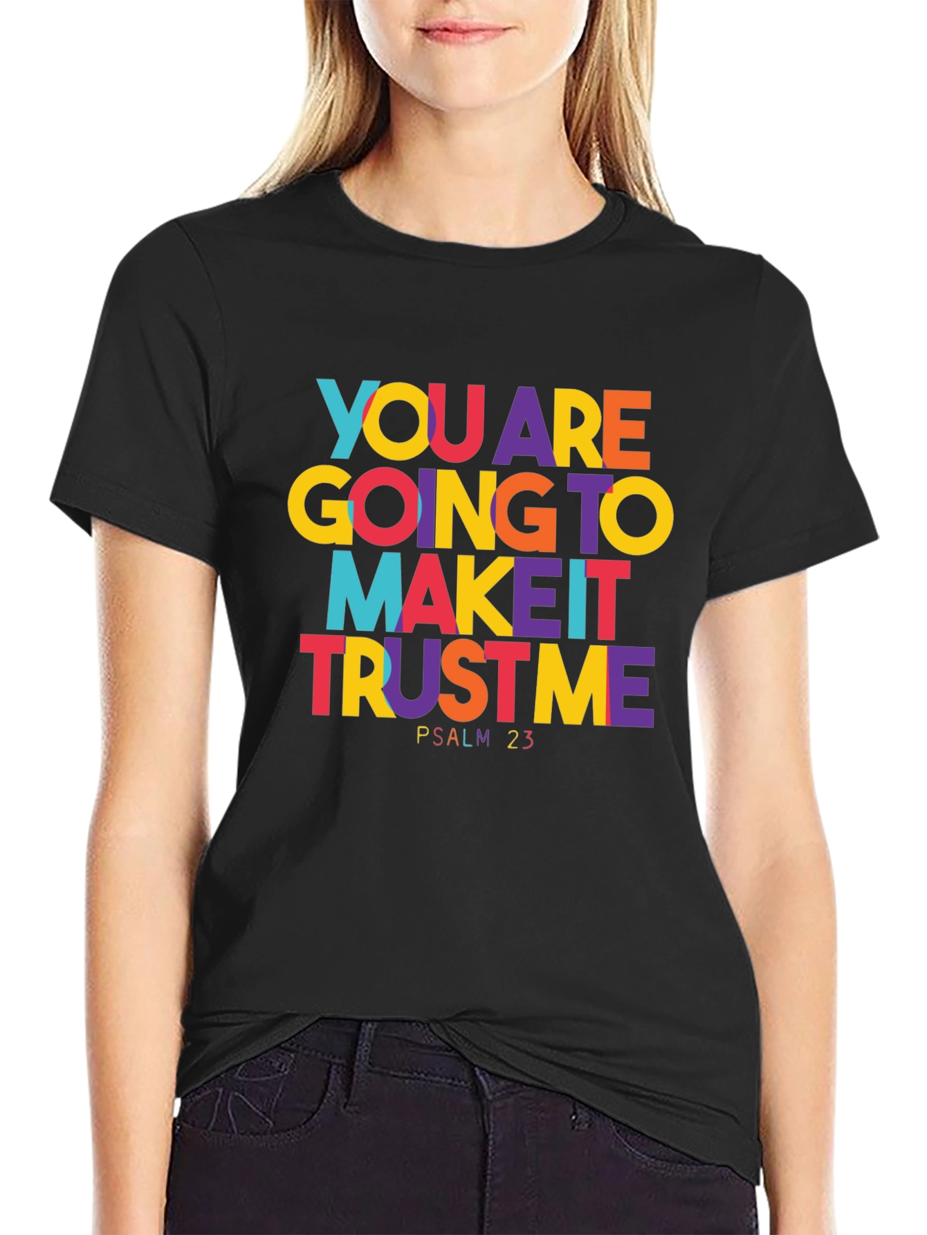 Black Inspirational Graphic Tee - Psalm 23 Trust Me view 2