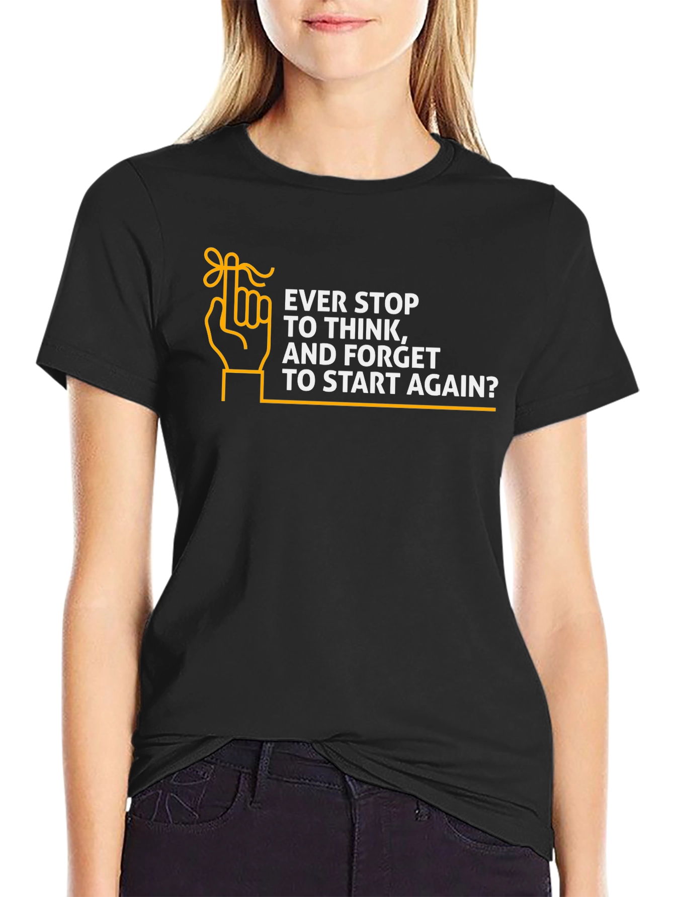 Black Ever Stop to Think Funny T-Shirt view 2