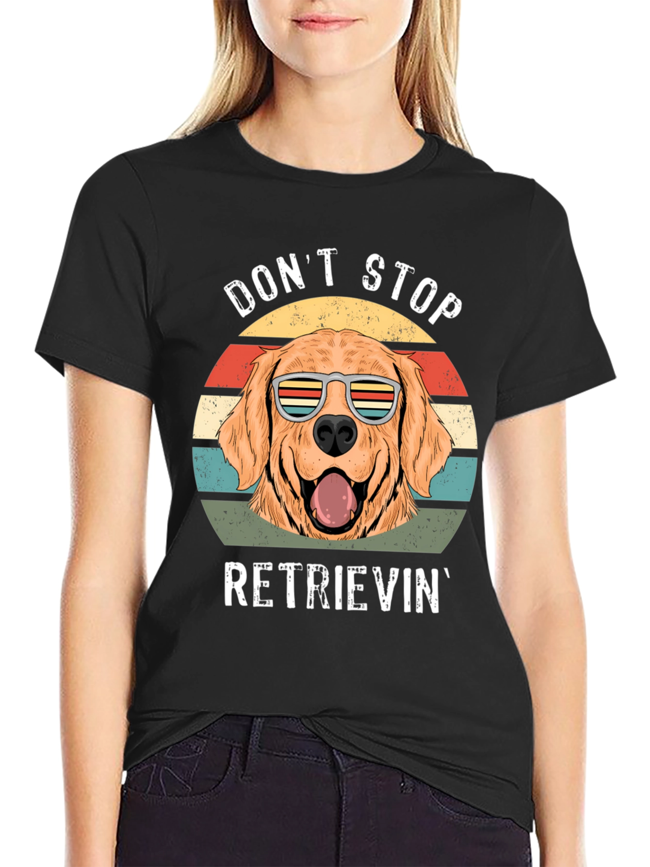 Black Don't Stop Retrieving Golden Retriever T-Shirt view 2