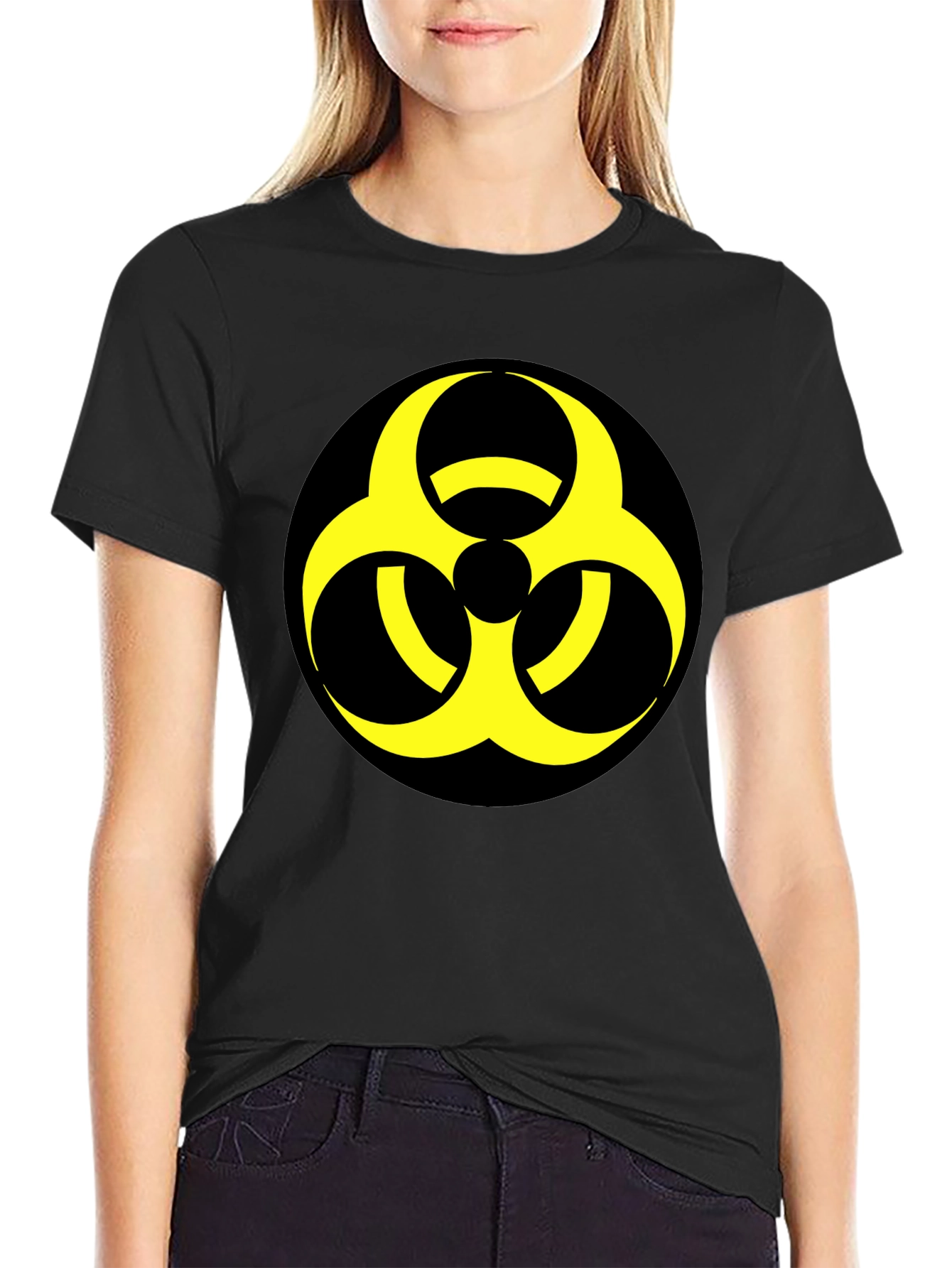 Black Biohazard Symbol Graphic Tee - Bold & Unique view 2