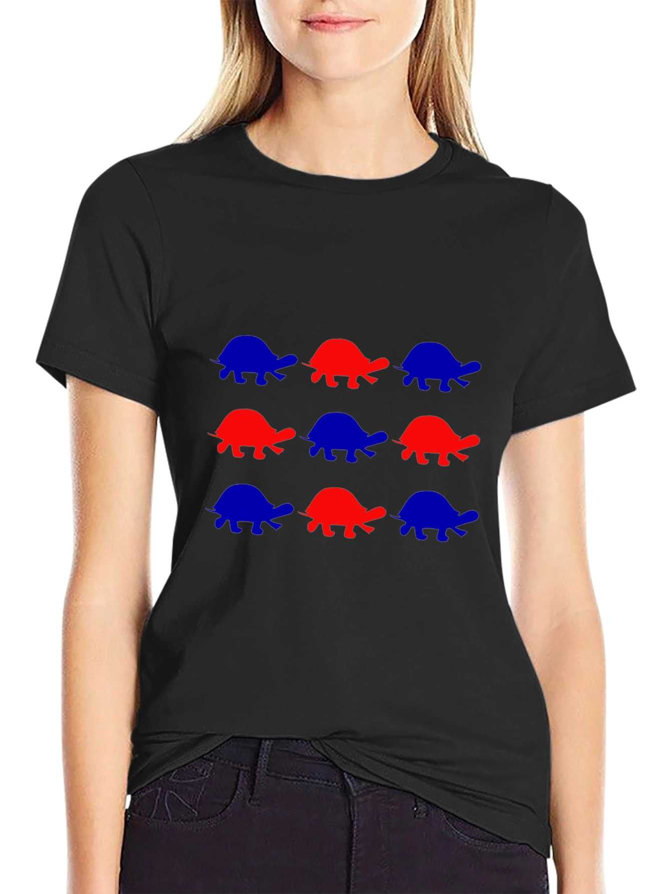 Black Turtle Pattern T-Shirt - Fun and Stylish view 2