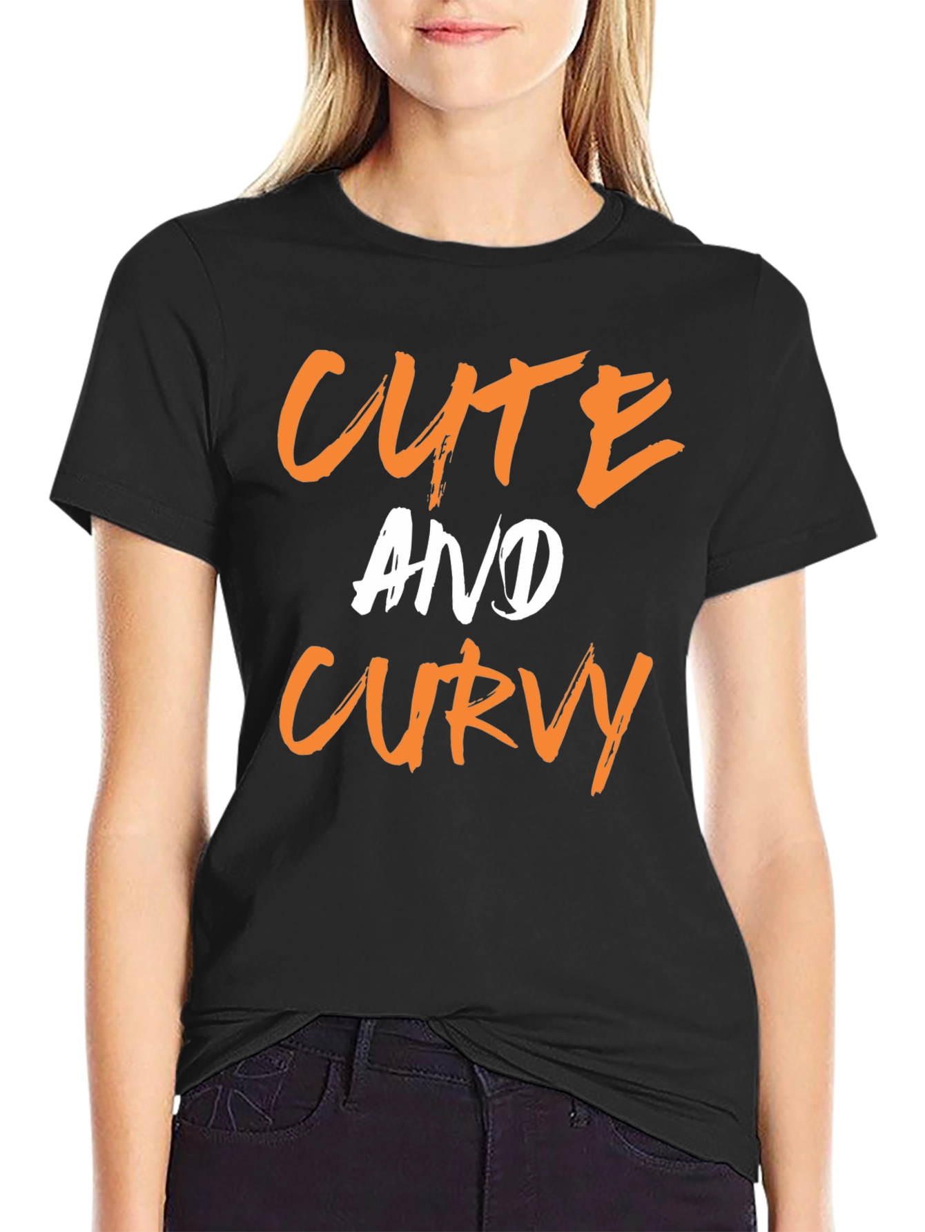 Black Cute And Curvy Graphic T-Shirt view 2
