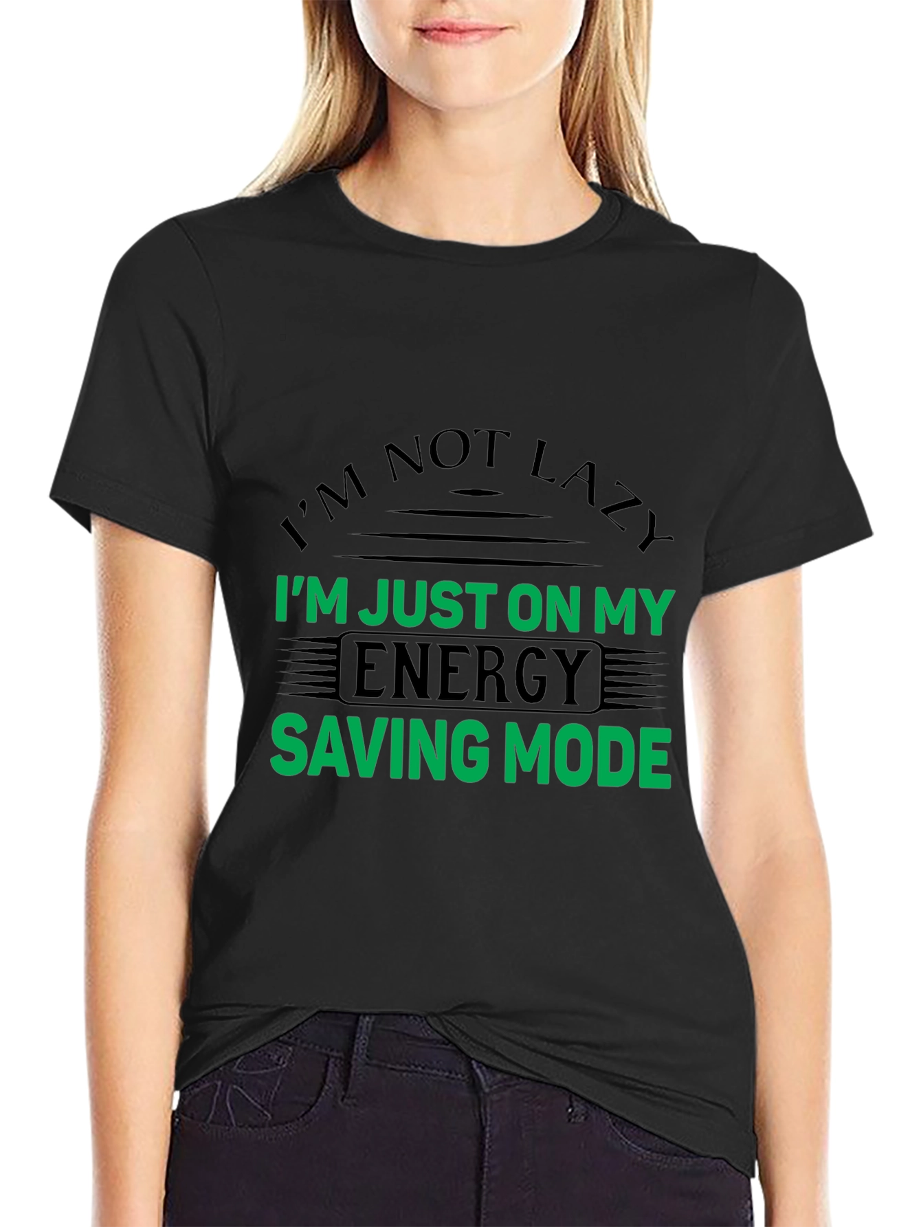Black Energy Saving Mode Funny T-Shirt view 2