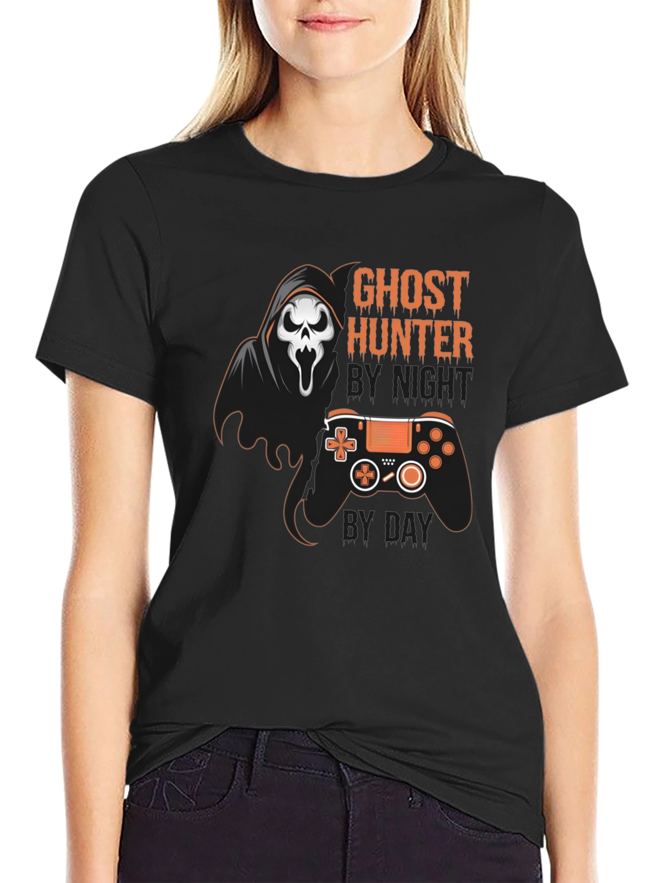 Black Ghost Hunter Gaming T-Shirt view 2